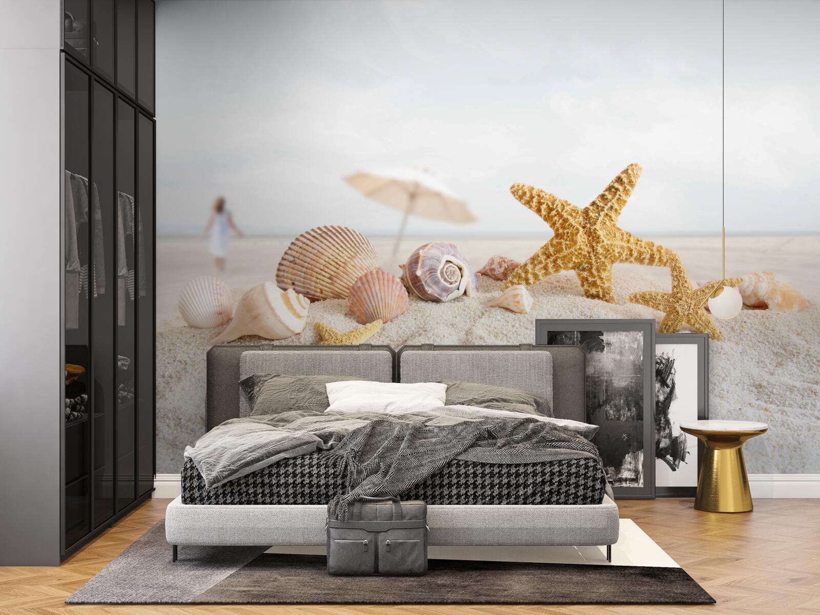 Fototapet stele de mare și scoici stau pe nisip