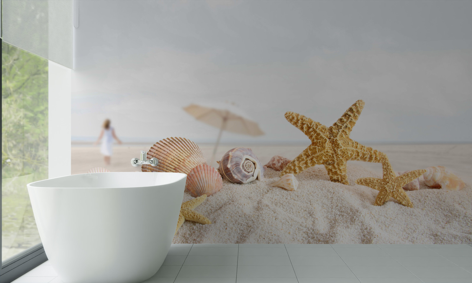 Fototapet stele de mare și scoici stau pe nisip