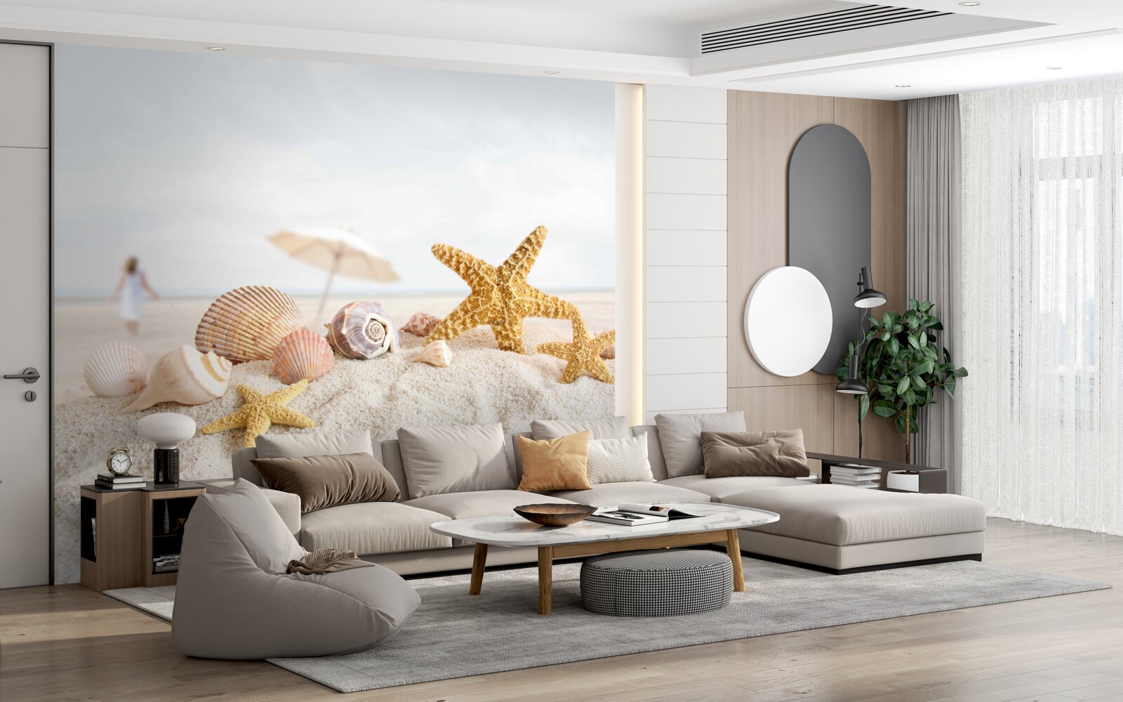 Fototapet stele de mare și scoici stau pe nisip