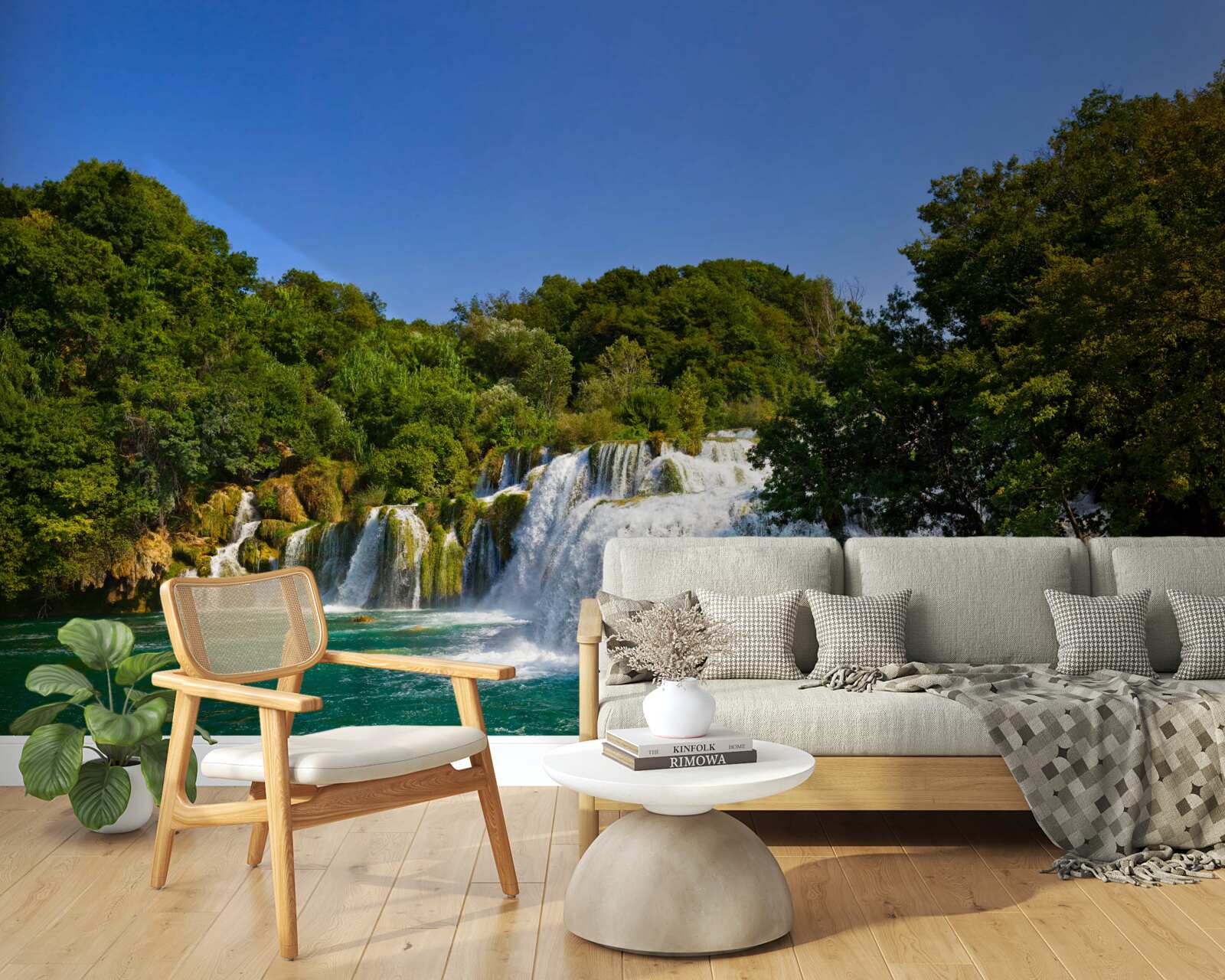 Fototapet priveliști ale căilor forestiere și ale cascadelor tunătoare