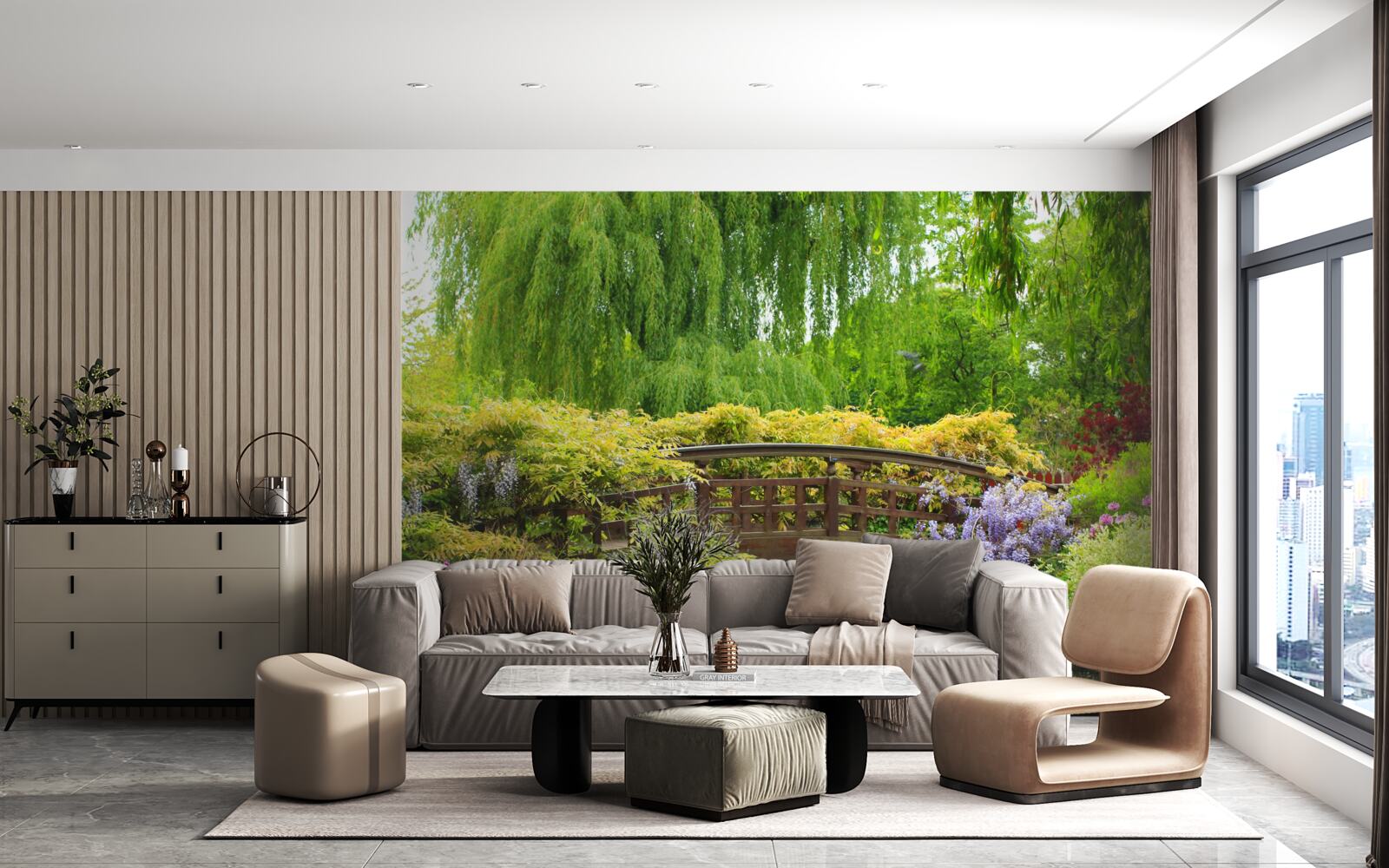 Fototapet panoramă uluitoare a podului peste râu