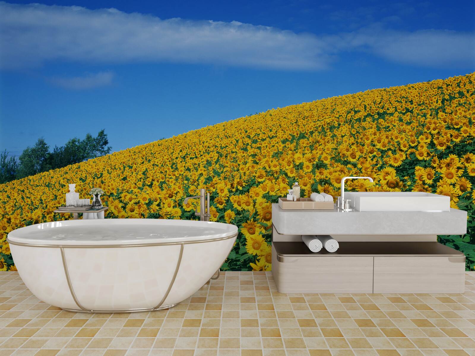 Fototapet Un spațiu minunat cu floarea-soarelui