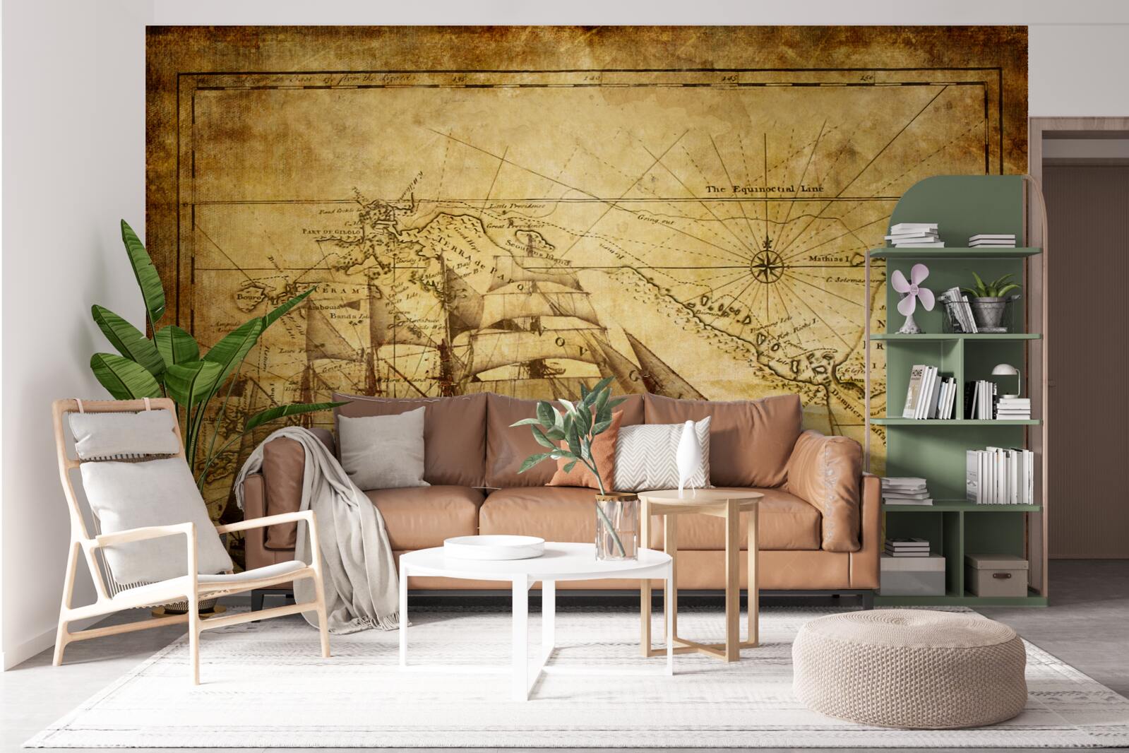 Fototapet navă cu pânze pe pergament