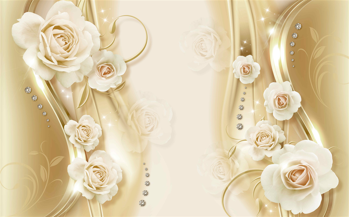 Fototapet trandafiri albi pe un fundal maro