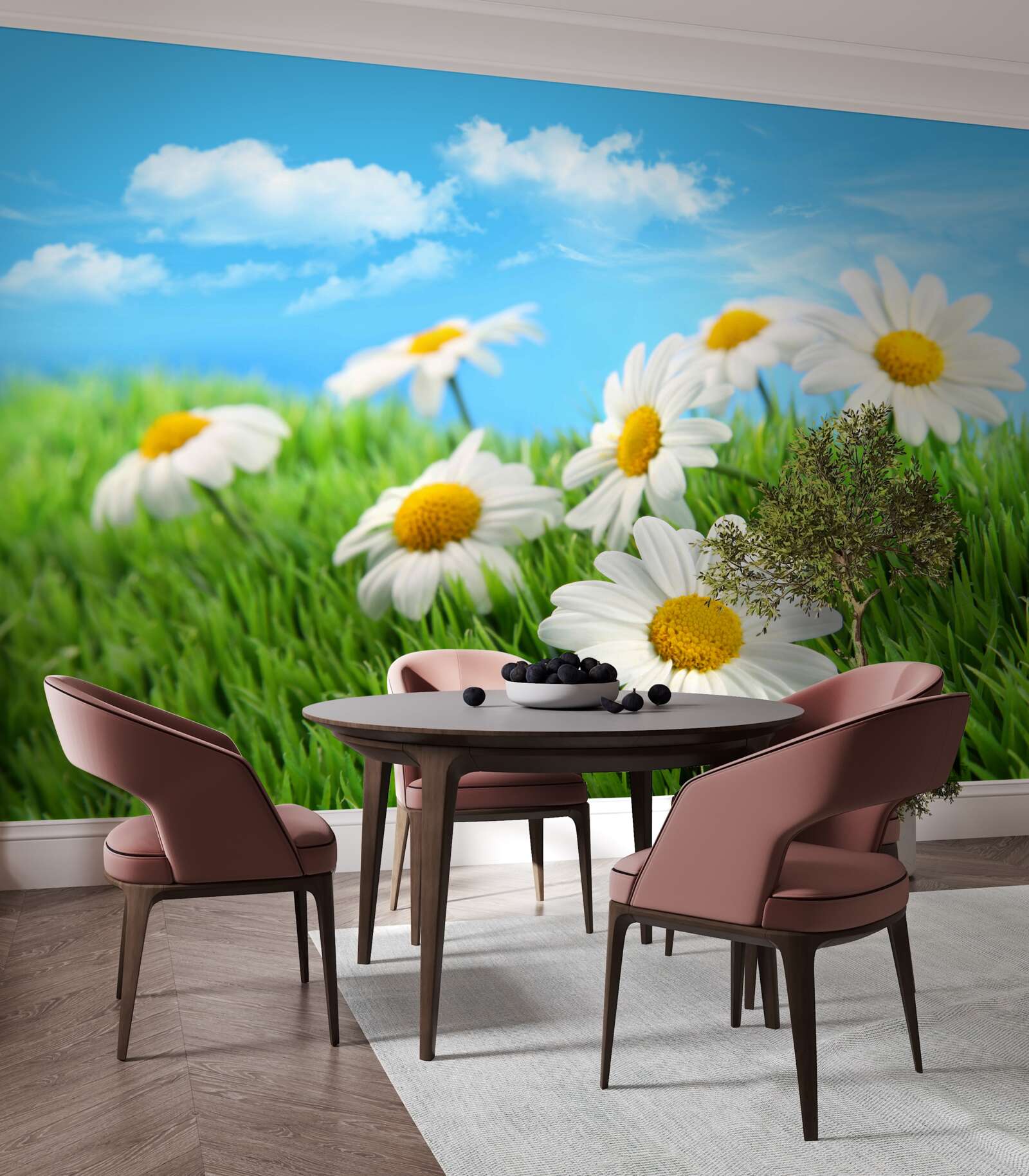 Fototapet Margarete de pajiște albe ca zăpada