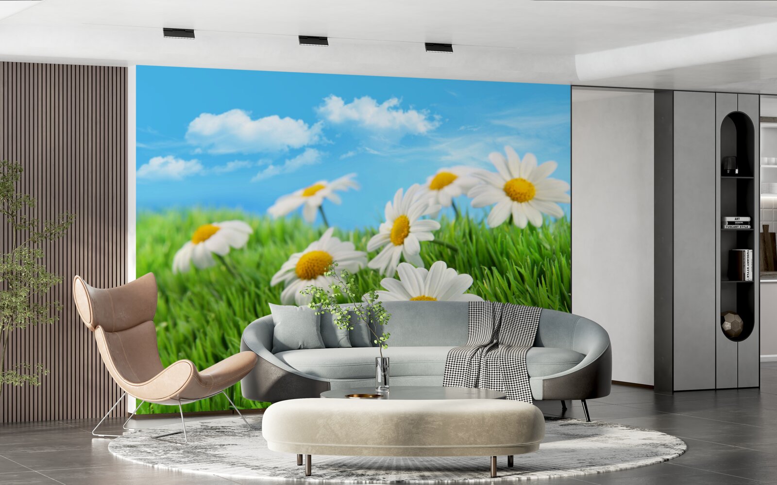 Fototapet Margarete de pajiște albe ca zăpada