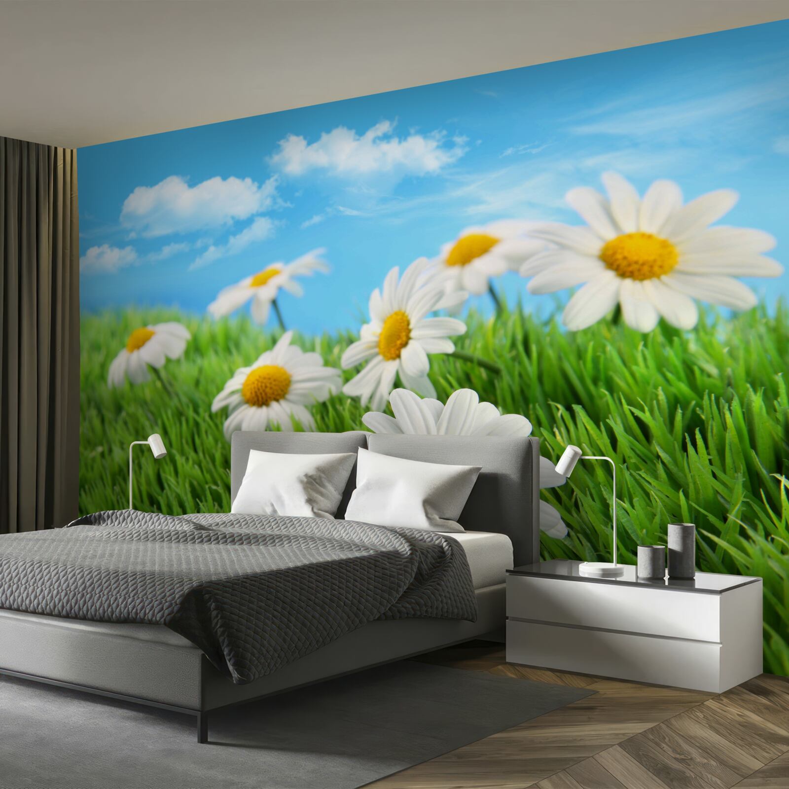 Fototapet Margarete de pajiște albe ca zăpada