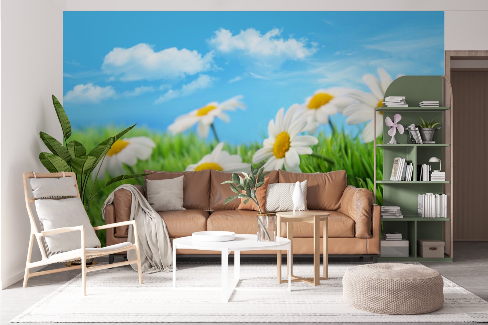 Fototapet Margarete de pajiște albe ca zăpada