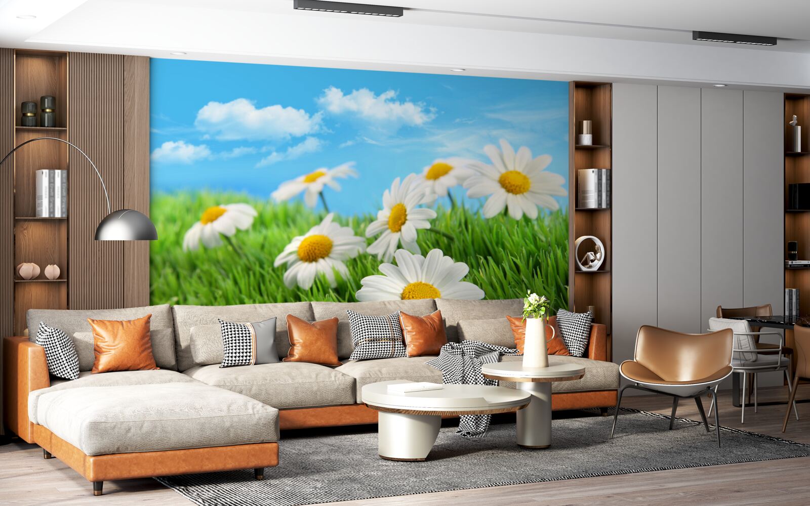 Fototapet Margarete de pajiște albe ca zăpada