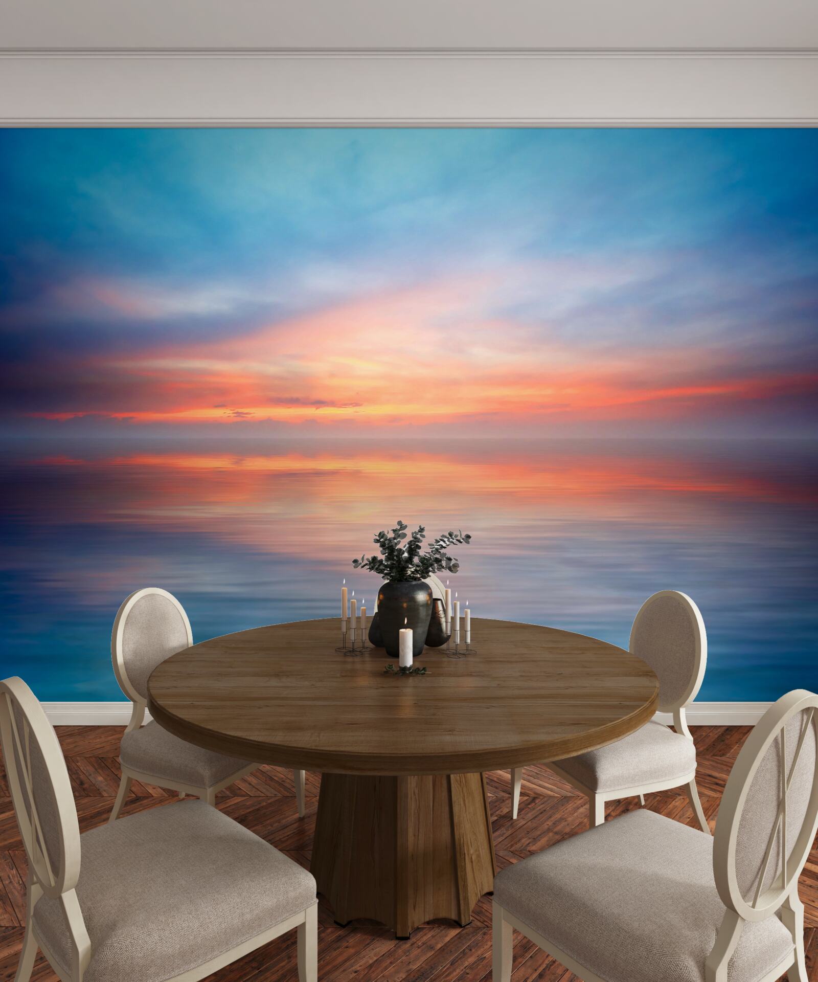 Fototapet apus de soare calm pe mare