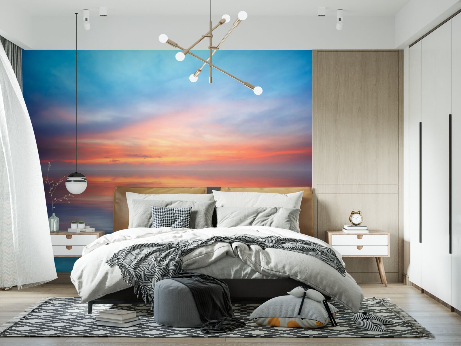 Fototapet apus de soare calm pe mare