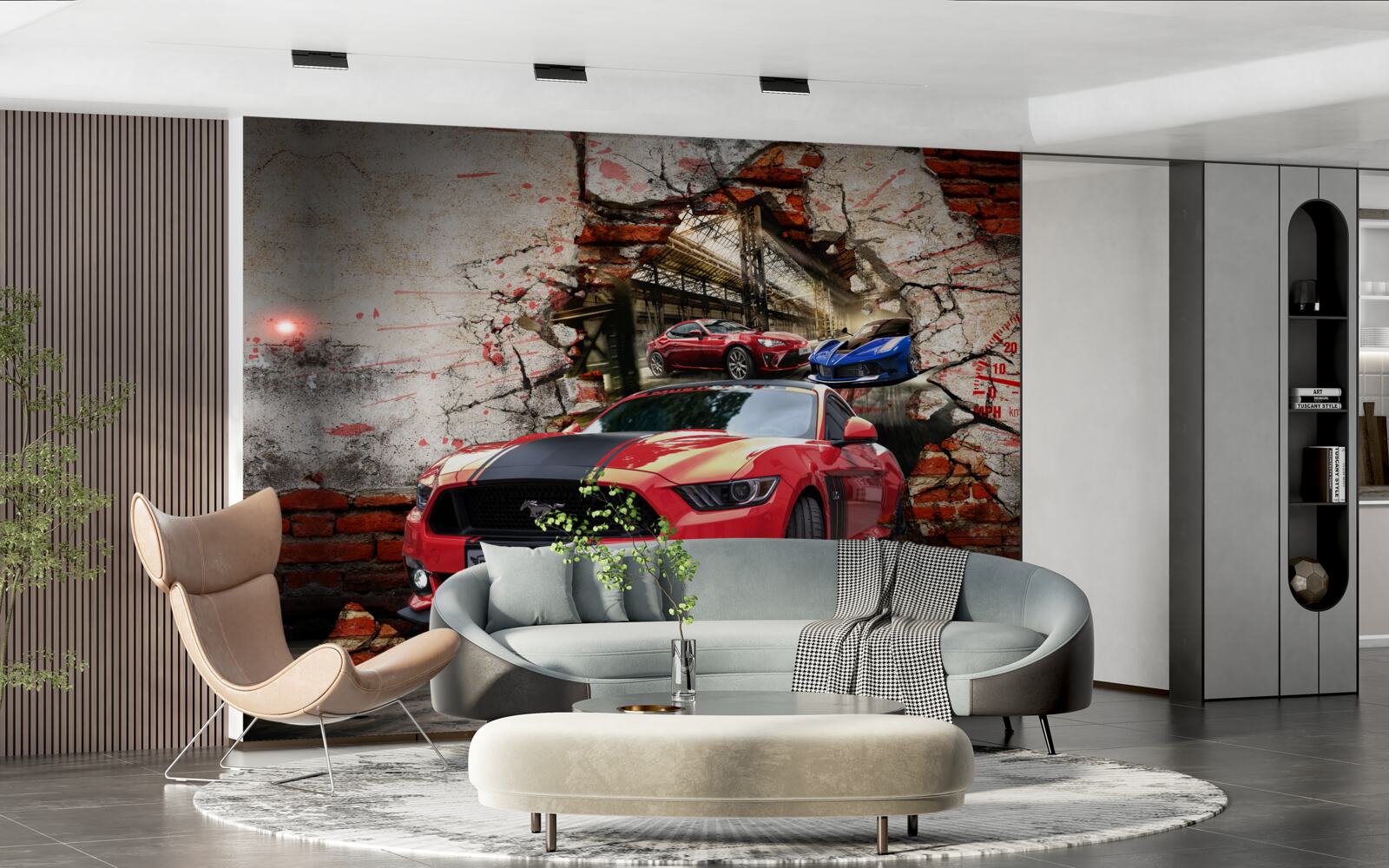 Fototapet mustang roșu pe perete