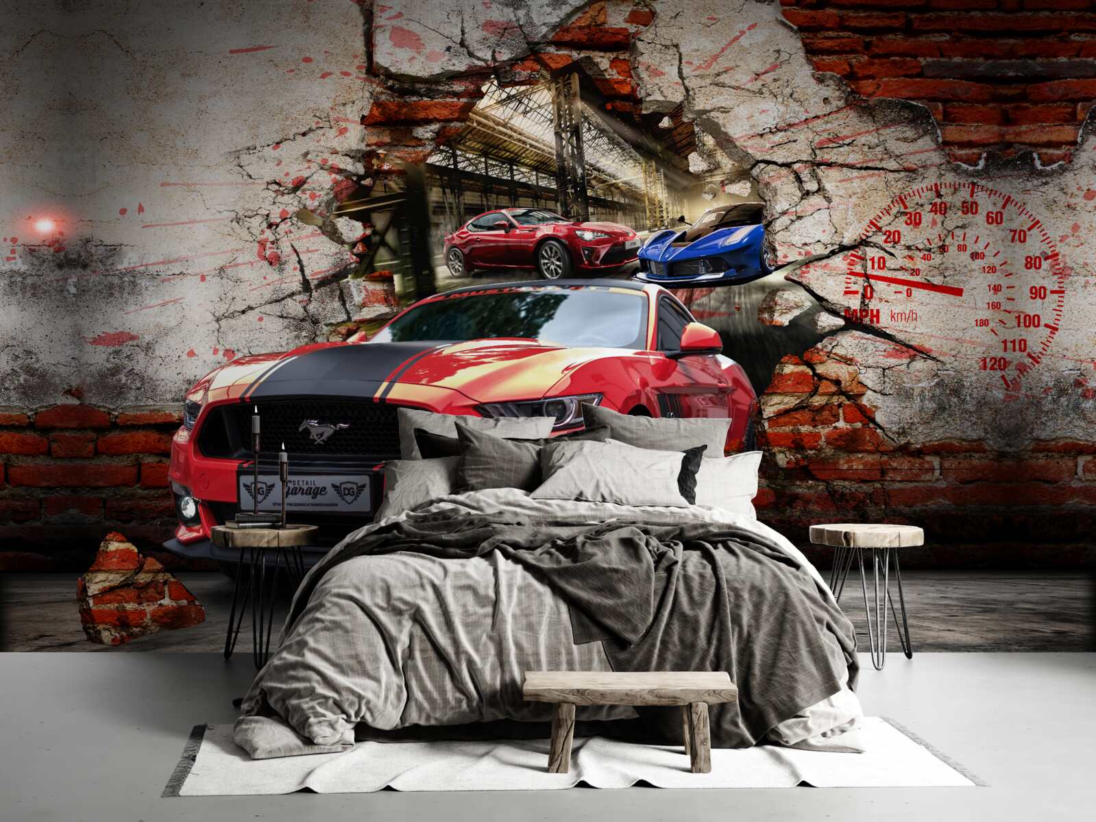 Fototapet mustang roșu pe perete