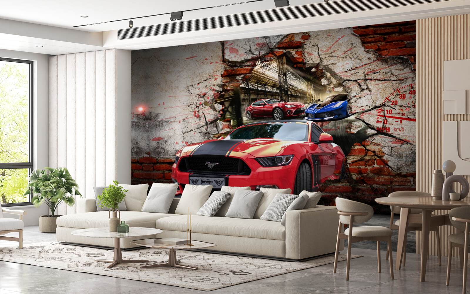 Fototapet mustang roșu pe perete