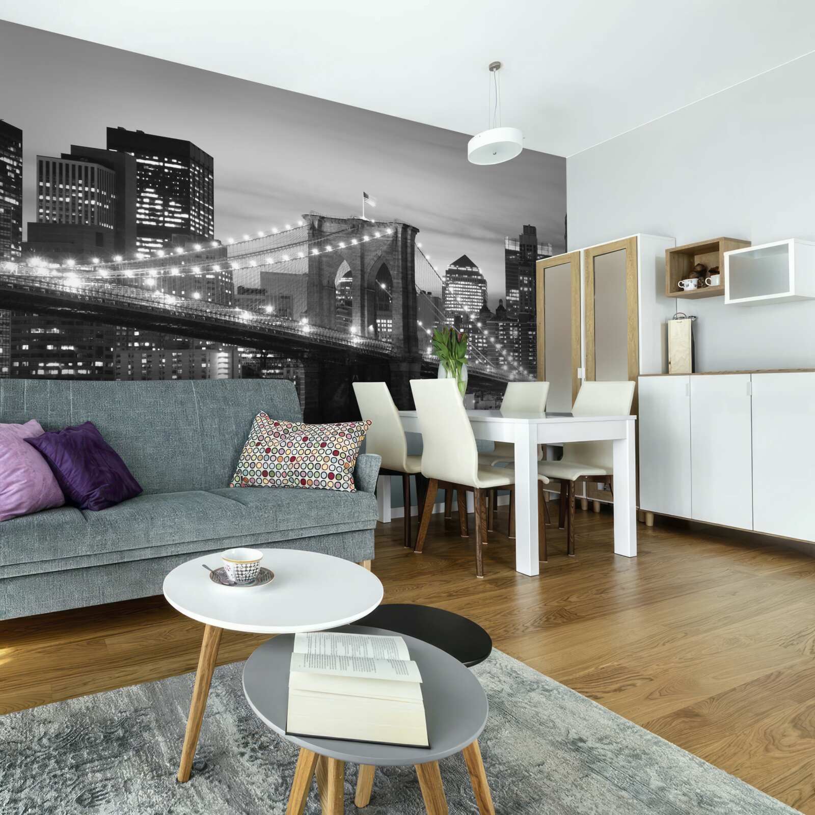 Fototapet podul brooklyn în alb și negru