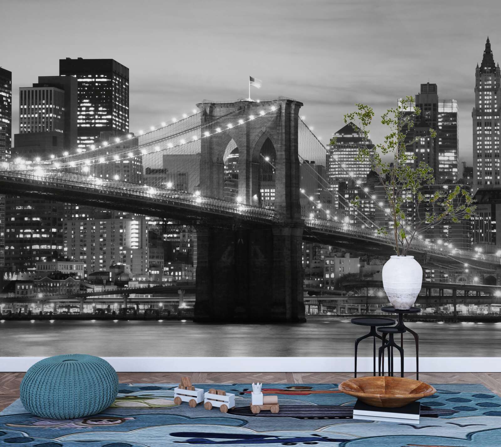 Fototapet podul brooklyn în alb și negru