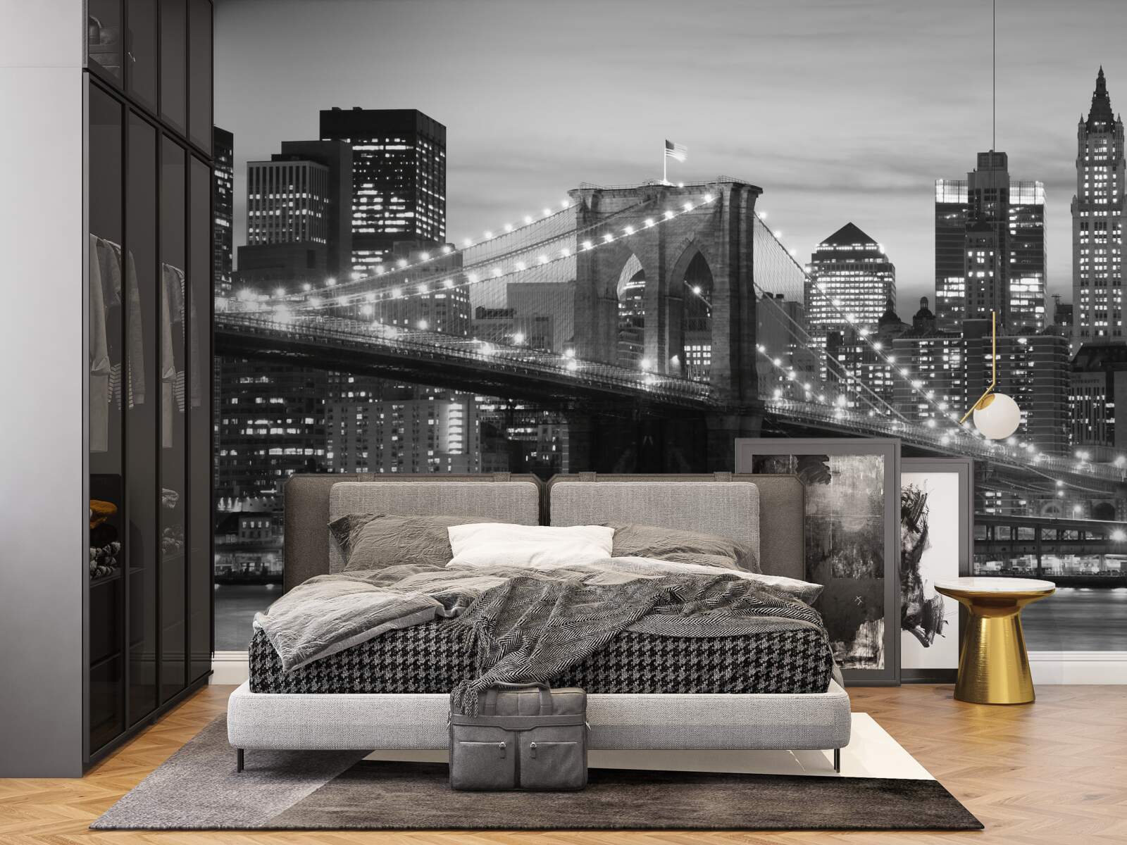 Fototapet podul brooklyn în alb și negru