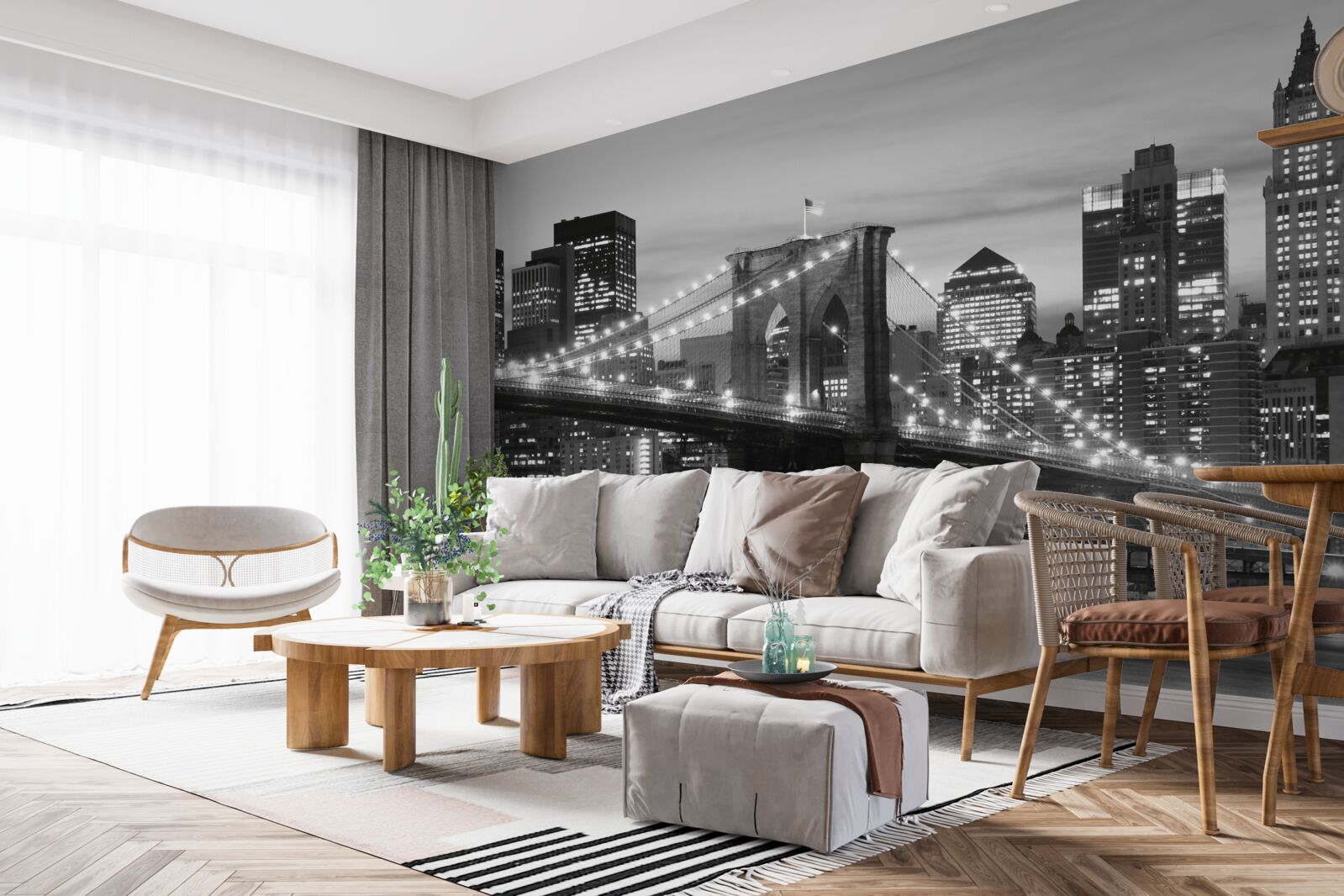 Fototapet podul brooklyn în alb și negru