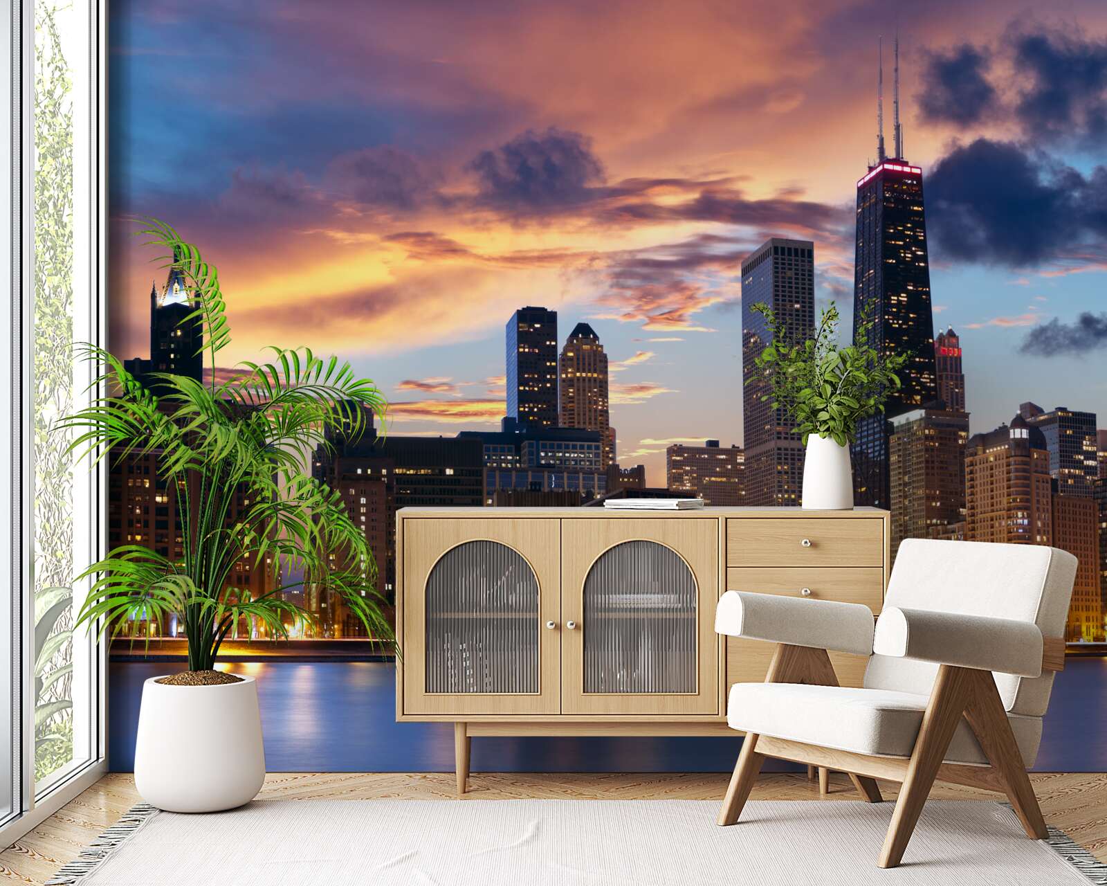 Fototapet apus de soare peste chicago, illinois