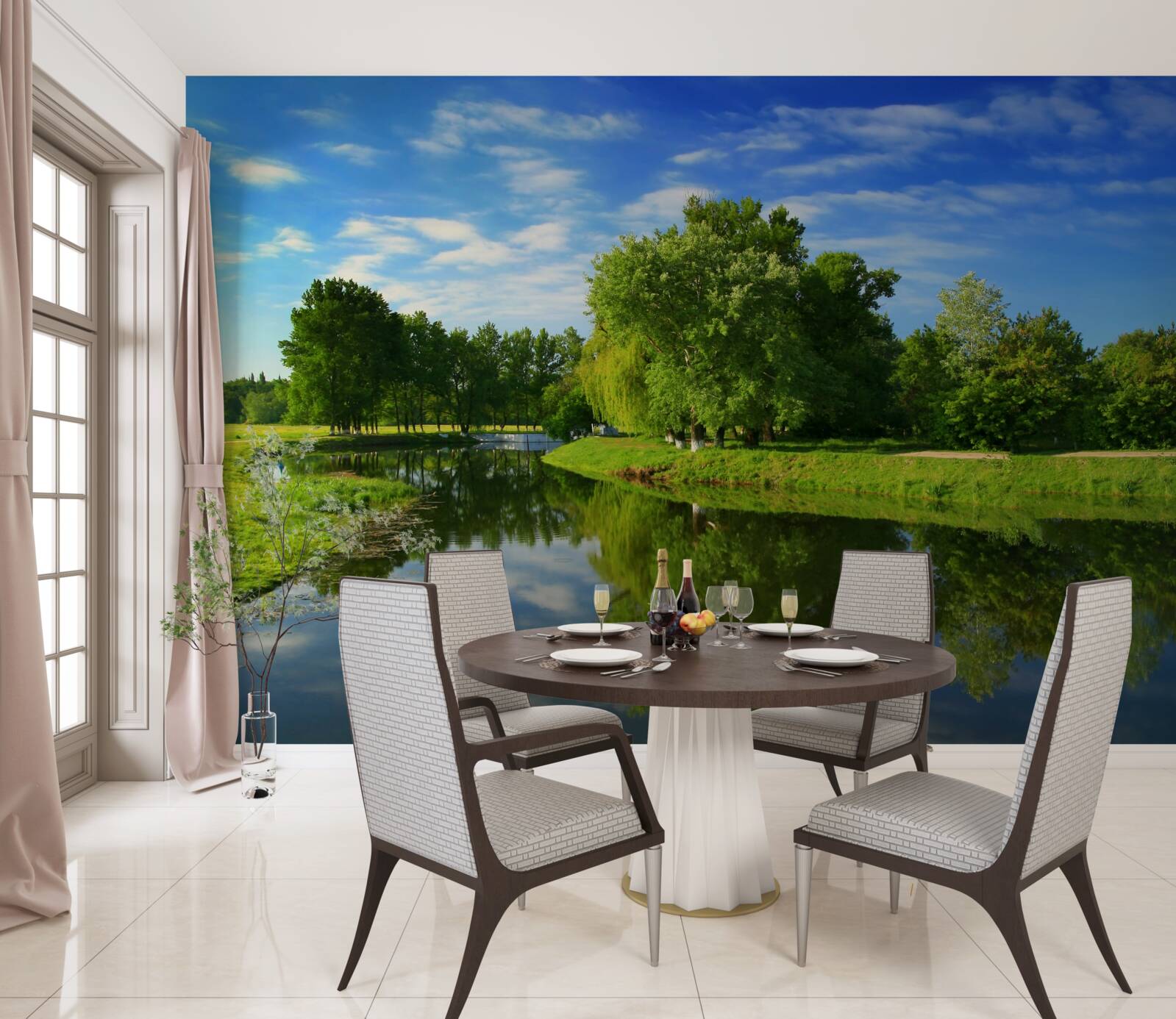 Fototapet râul este înconjurat de copaci