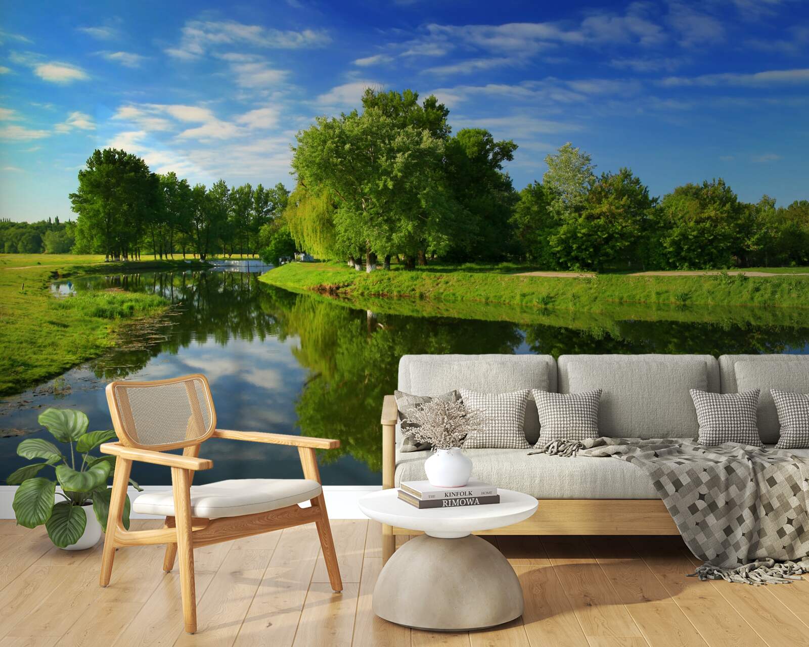 Fototapet râul este înconjurat de copaci