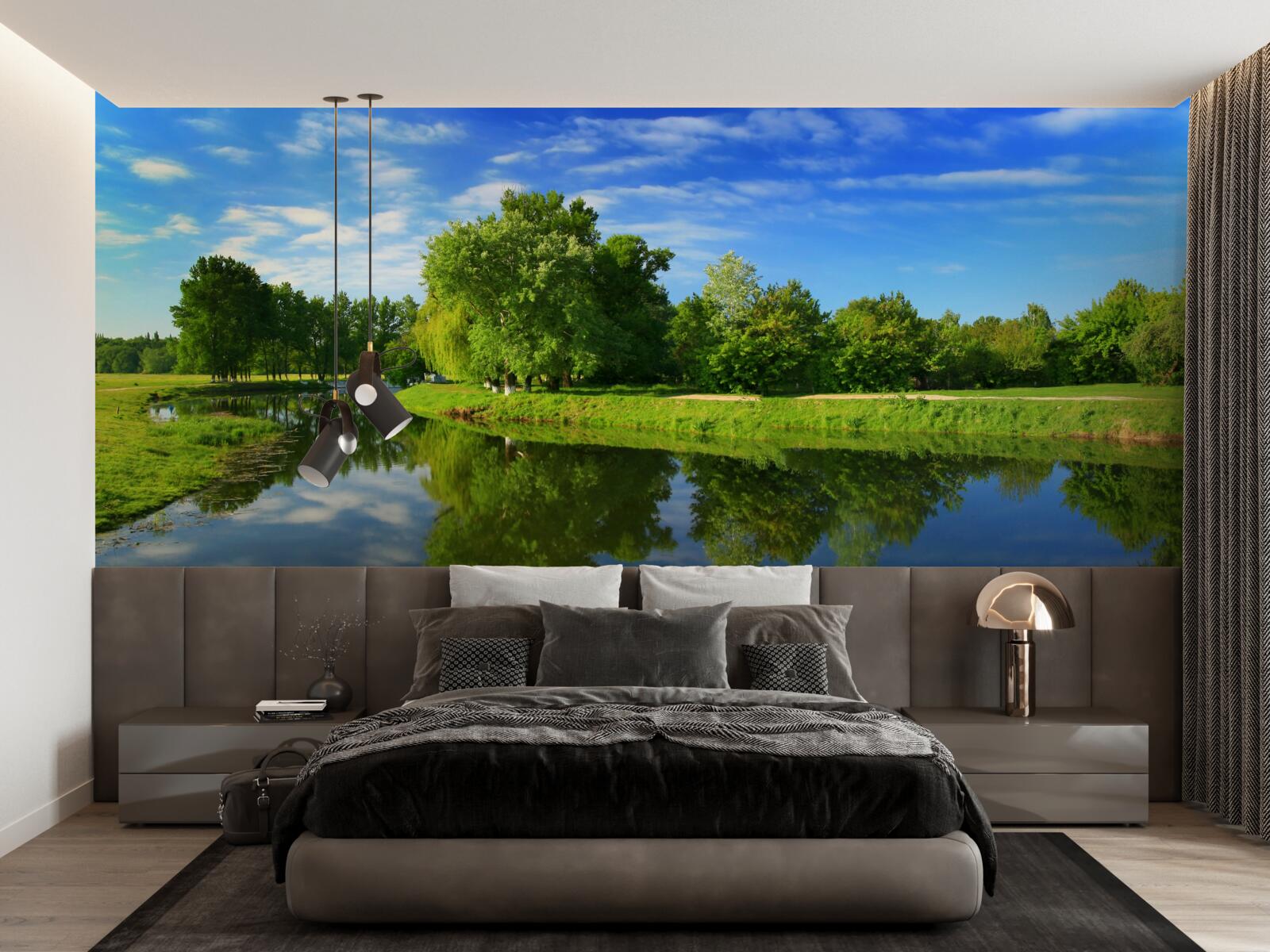 Fototapet râul este înconjurat de copaci