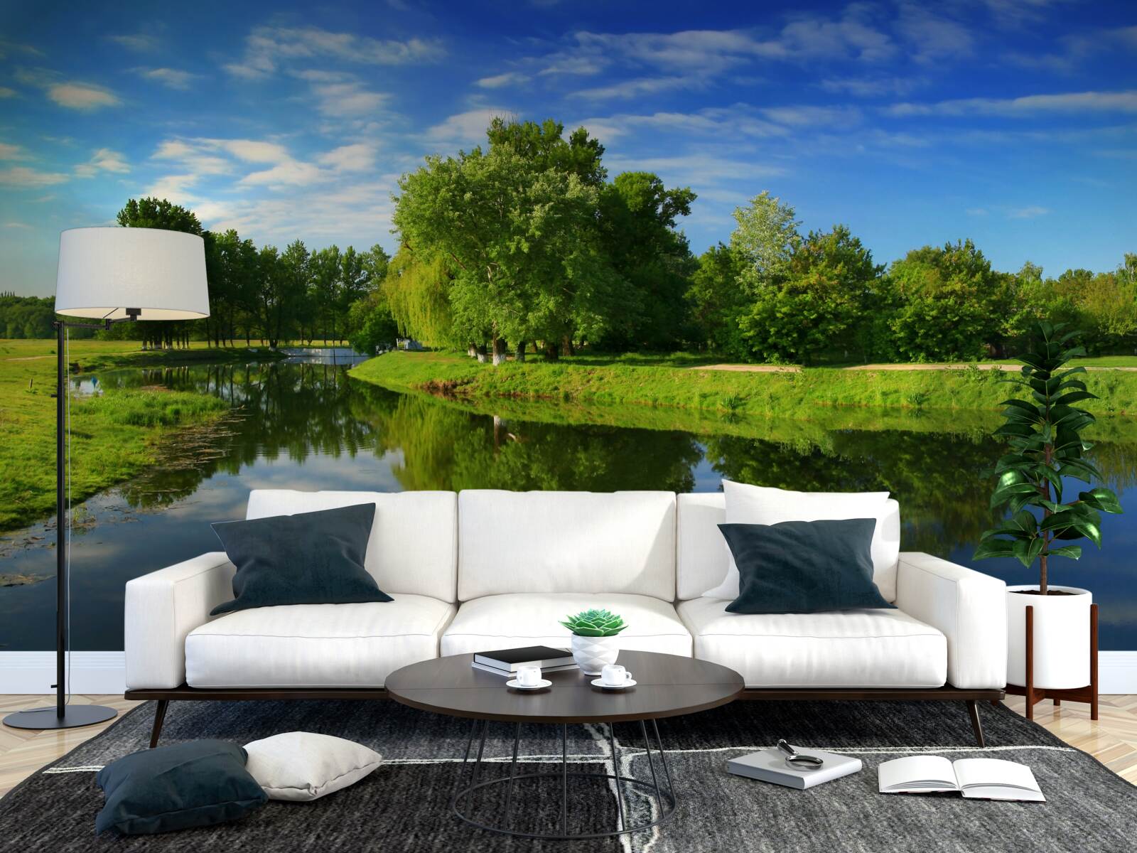 Fototapet râul este înconjurat de copaci