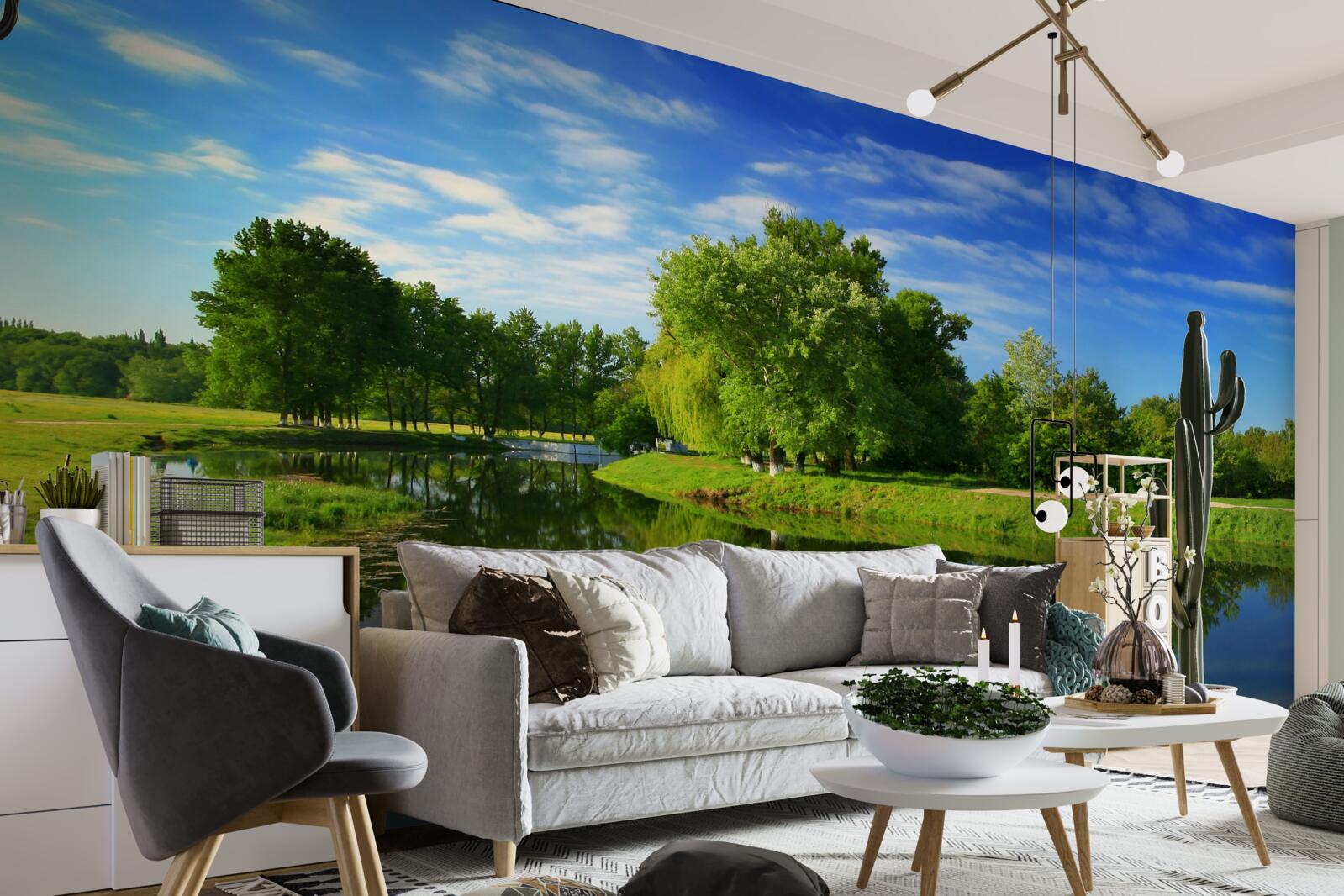 Fototapet râul este înconjurat de copaci