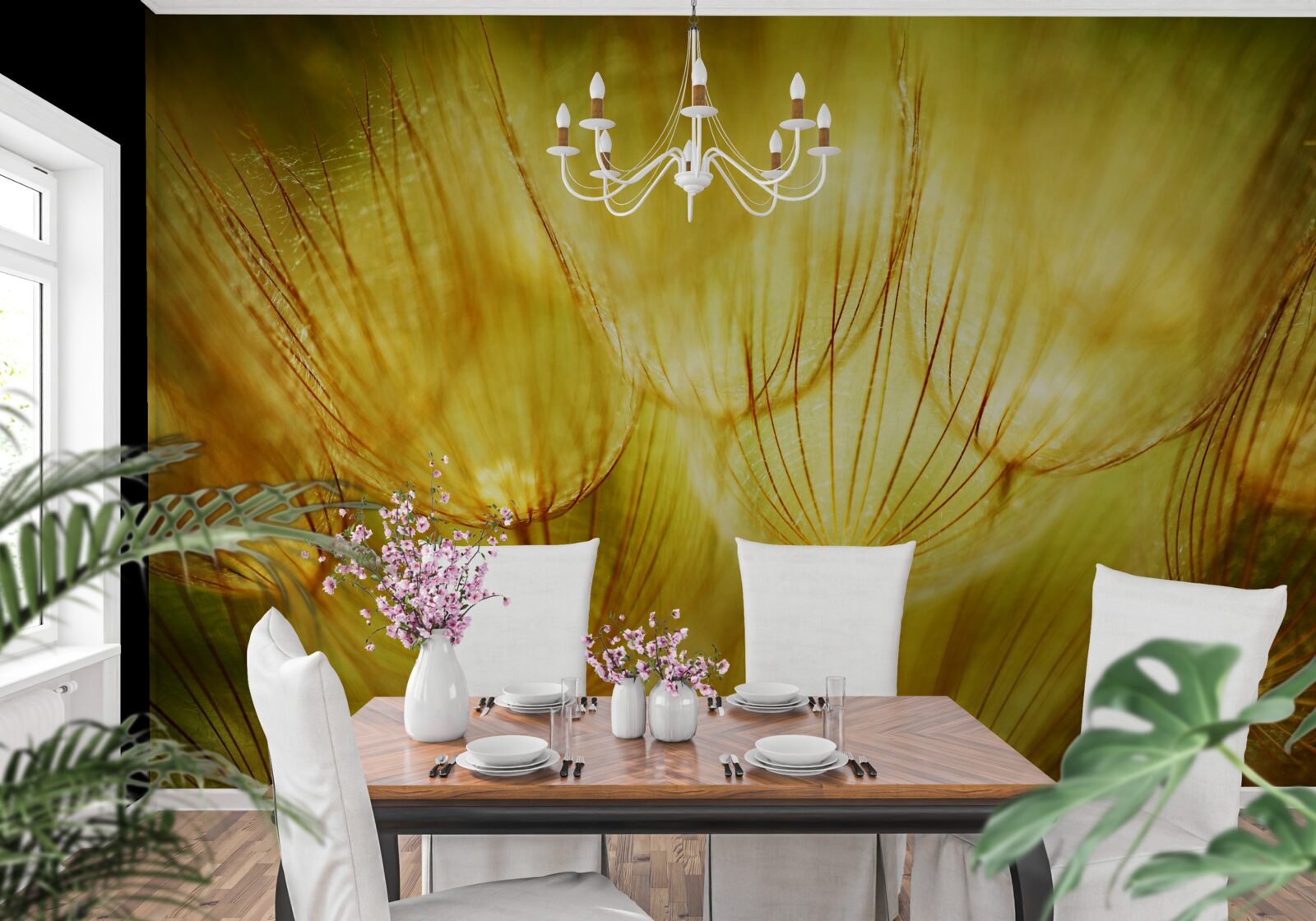 Fototapet inimă de păpădie, aurită