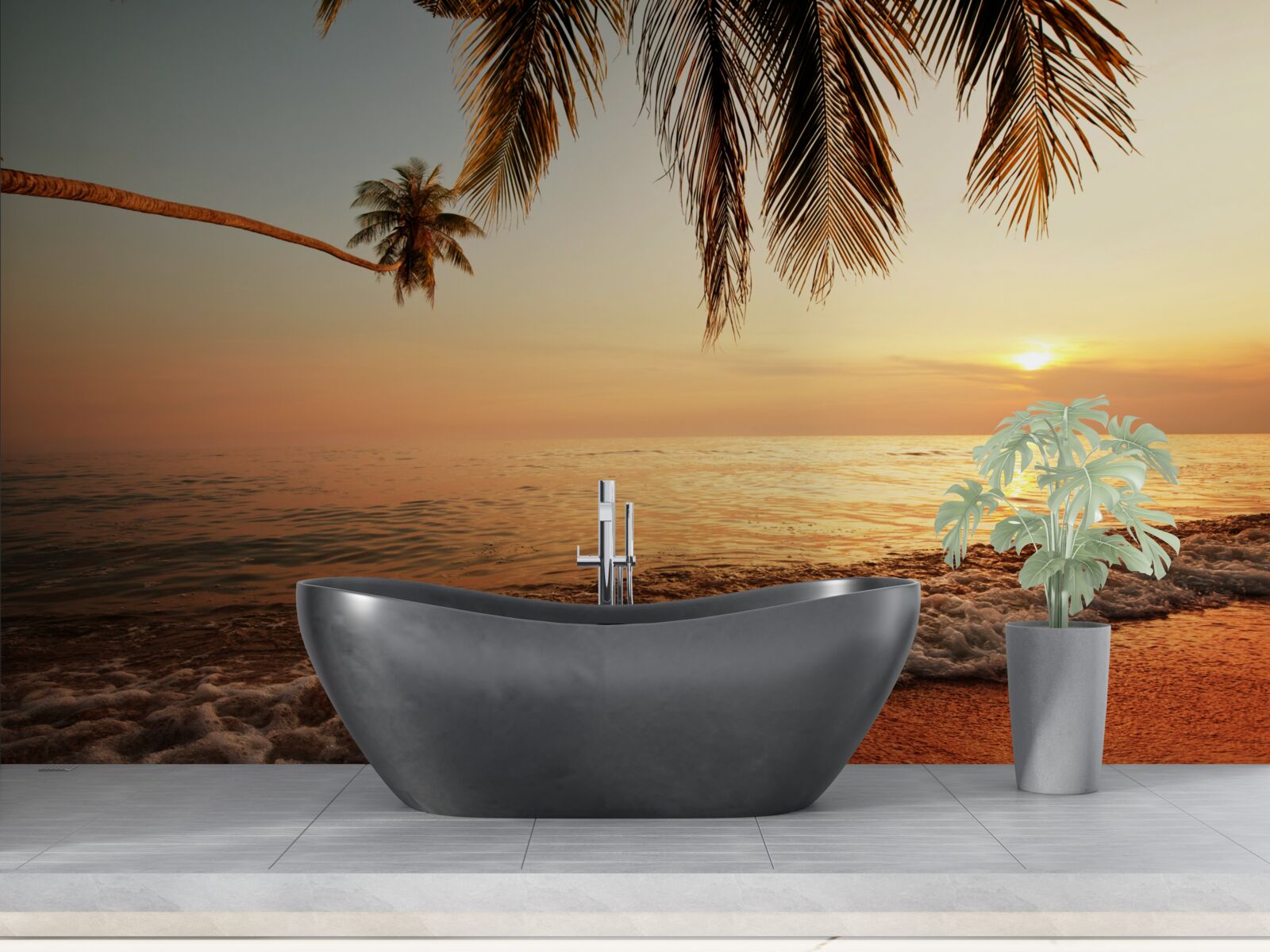 Fototapet insulă tropicală la apus de soare