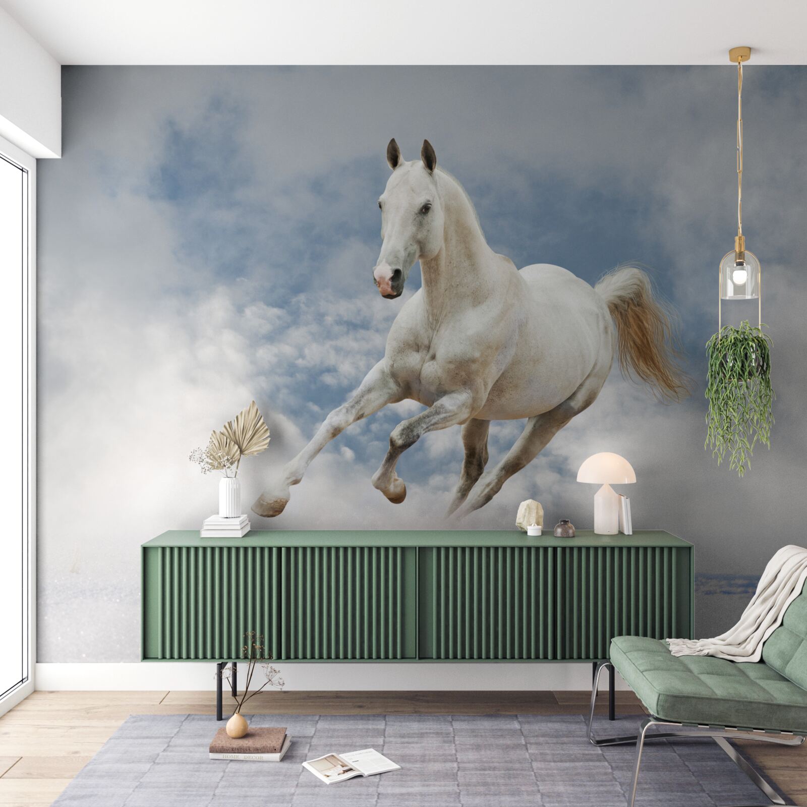 Fototapet galopează calul alb
