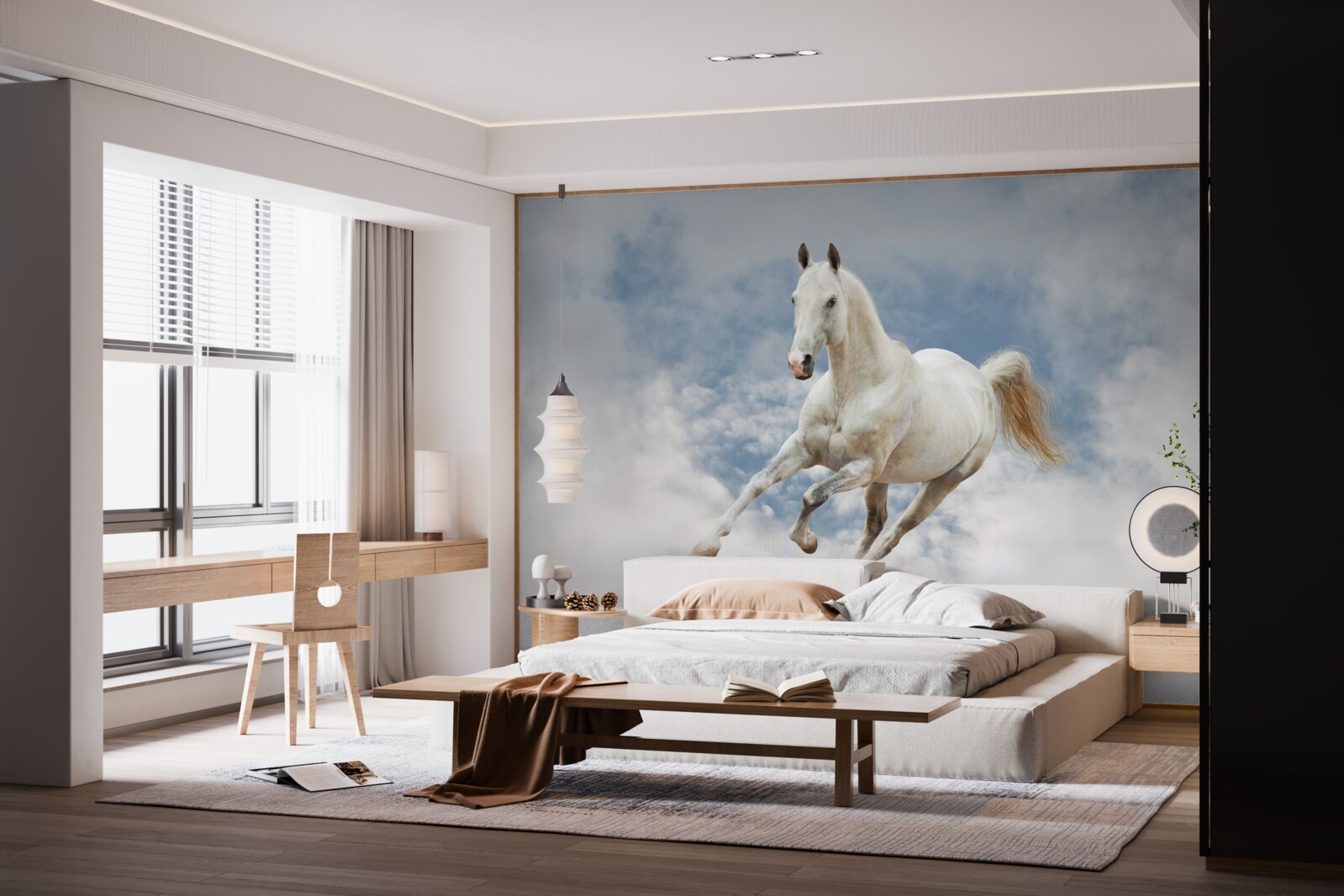 Fototapet galopează calul alb