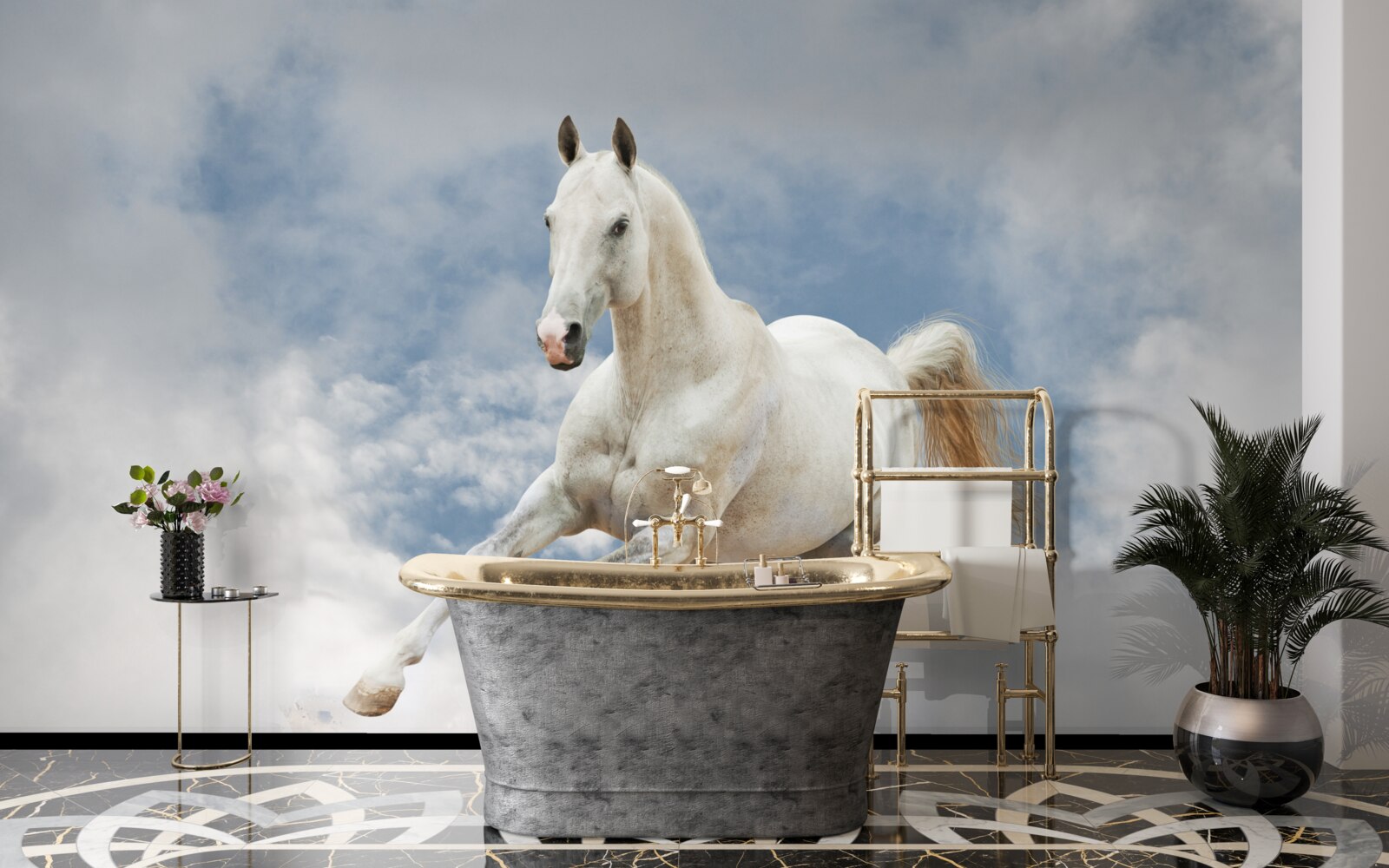 Fototapet galopează calul alb