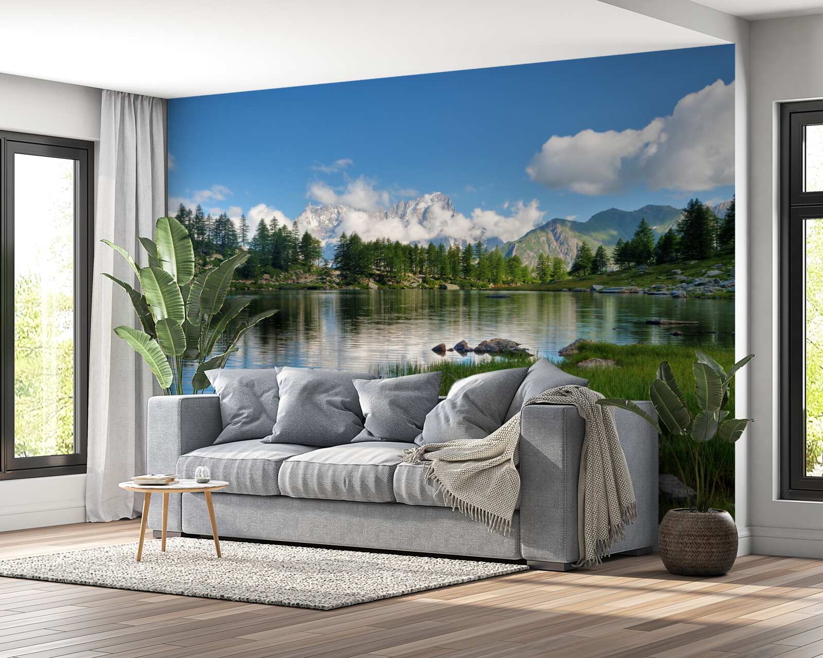 Fototapet un gust de vară al unui râu de munte liniștit