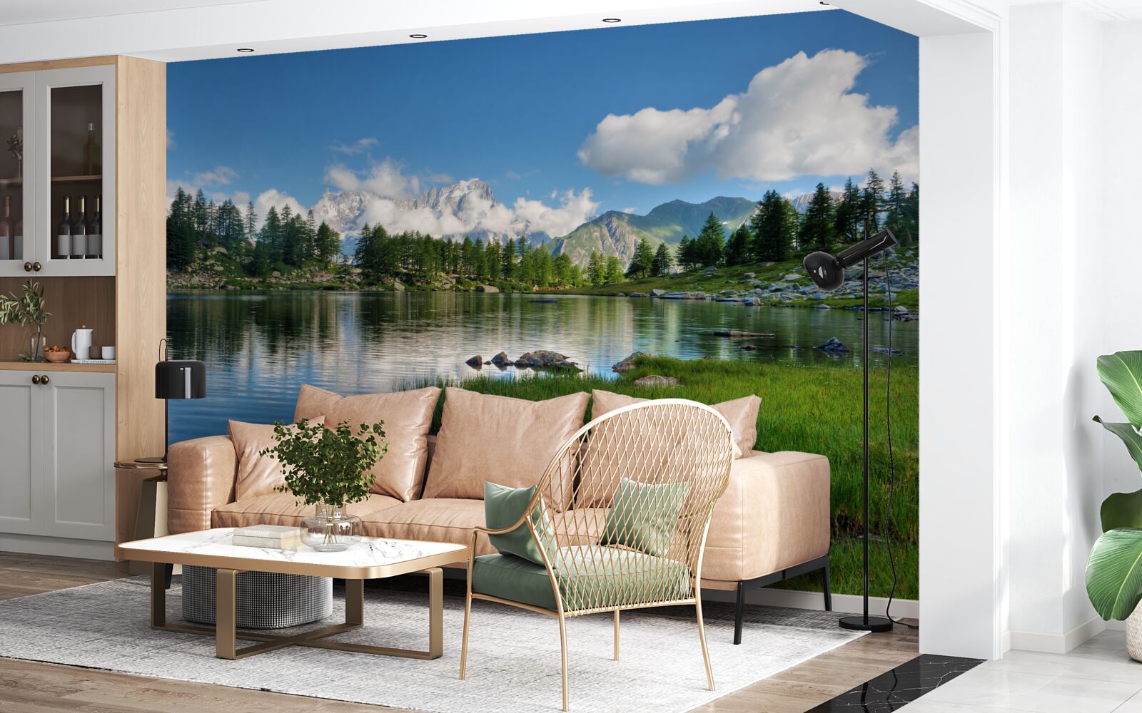 Fototapet un gust de vară al unui râu de munte liniștit