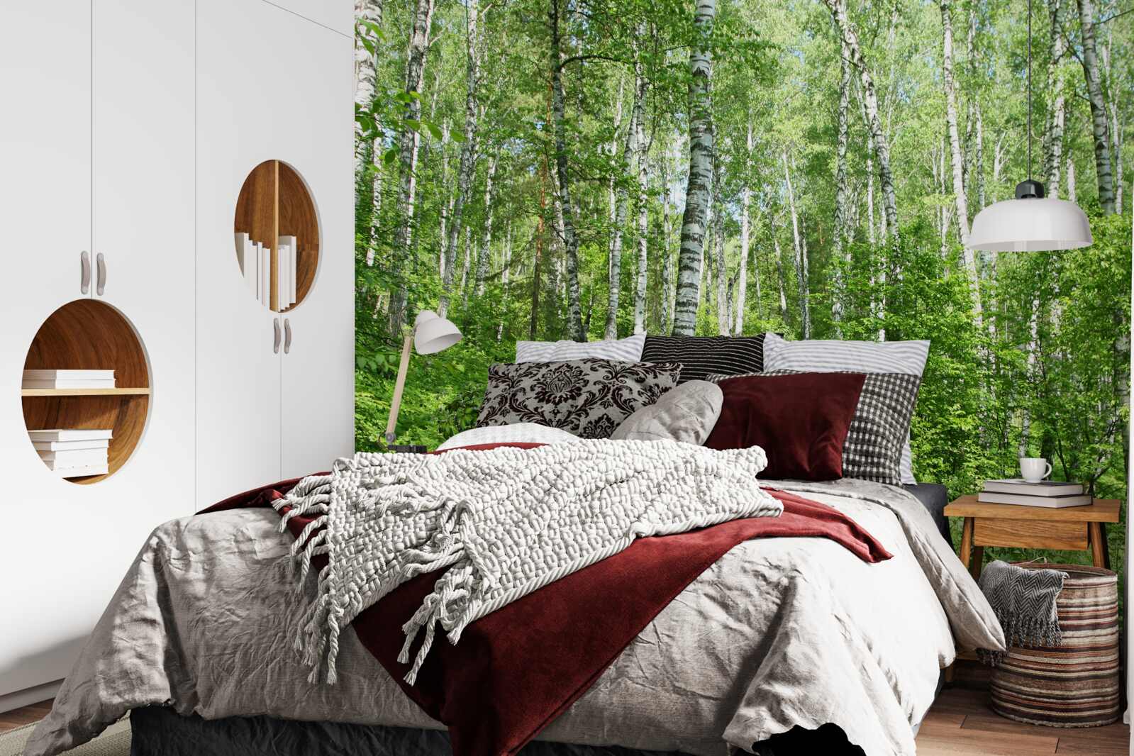 Fototapet Cărare prin pădurea de mesteceni în timpul sezonului estival