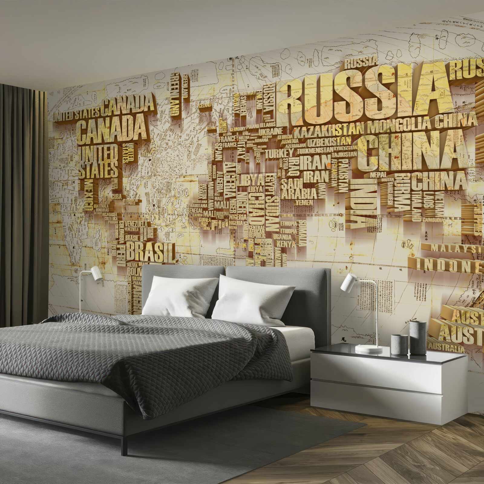 Fototapet globul este format din numele țărilor