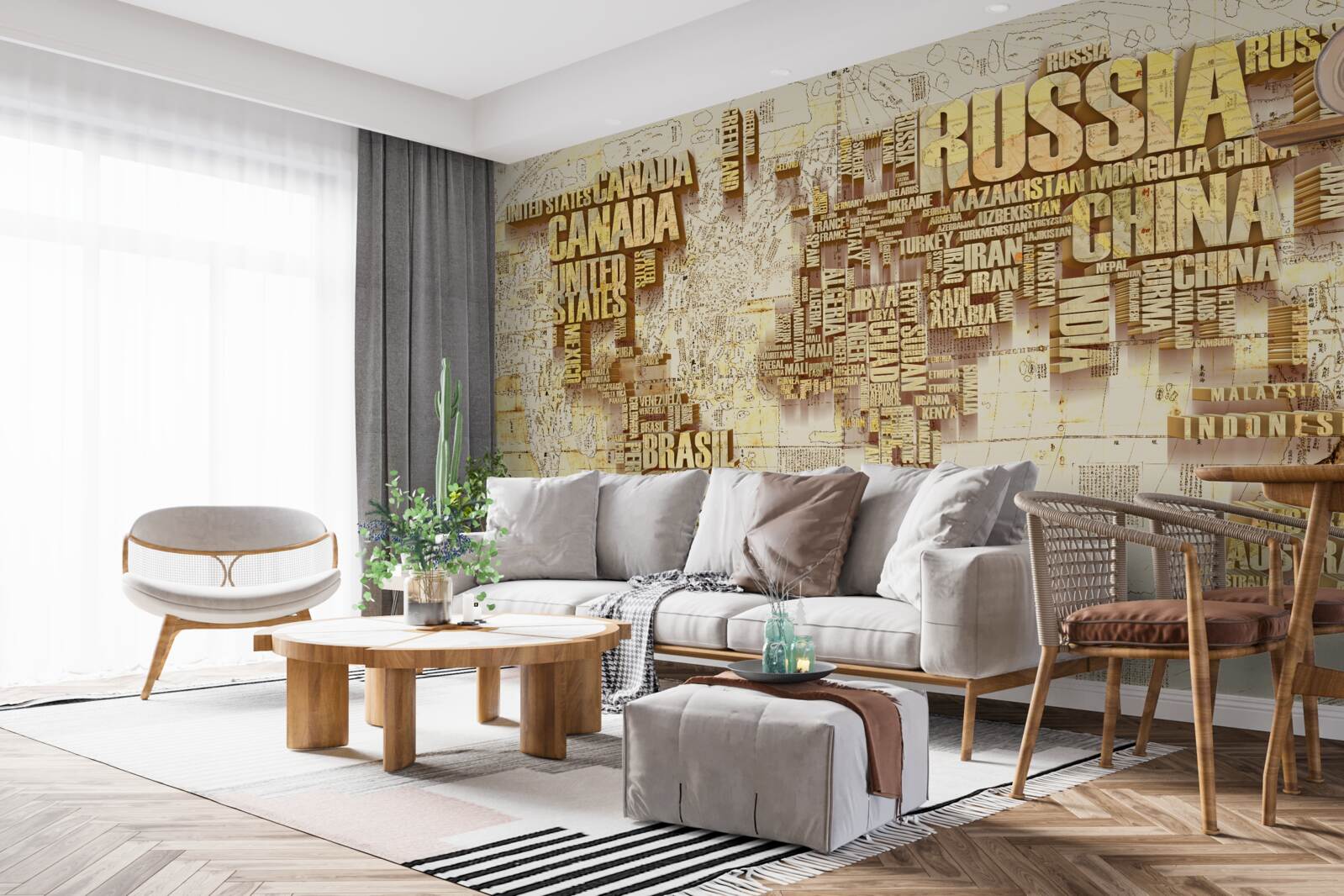 Fototapet globul este format din numele țărilor