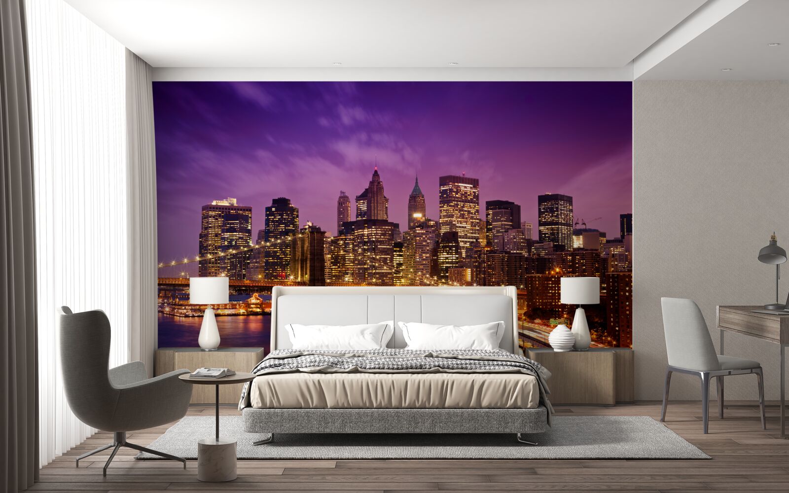 Fototapet podul brooklyn noaptea