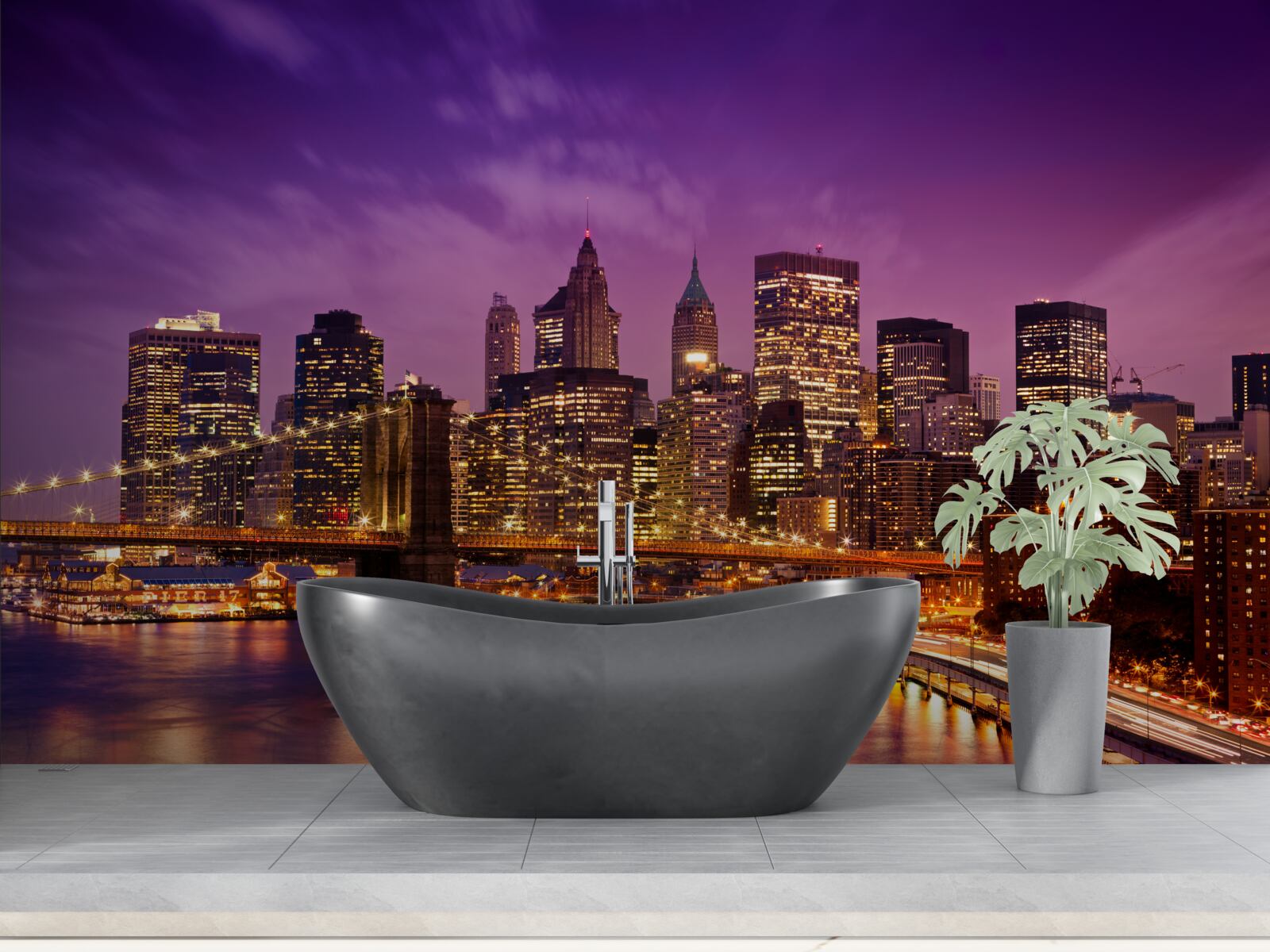 Fototapet podul brooklyn noaptea