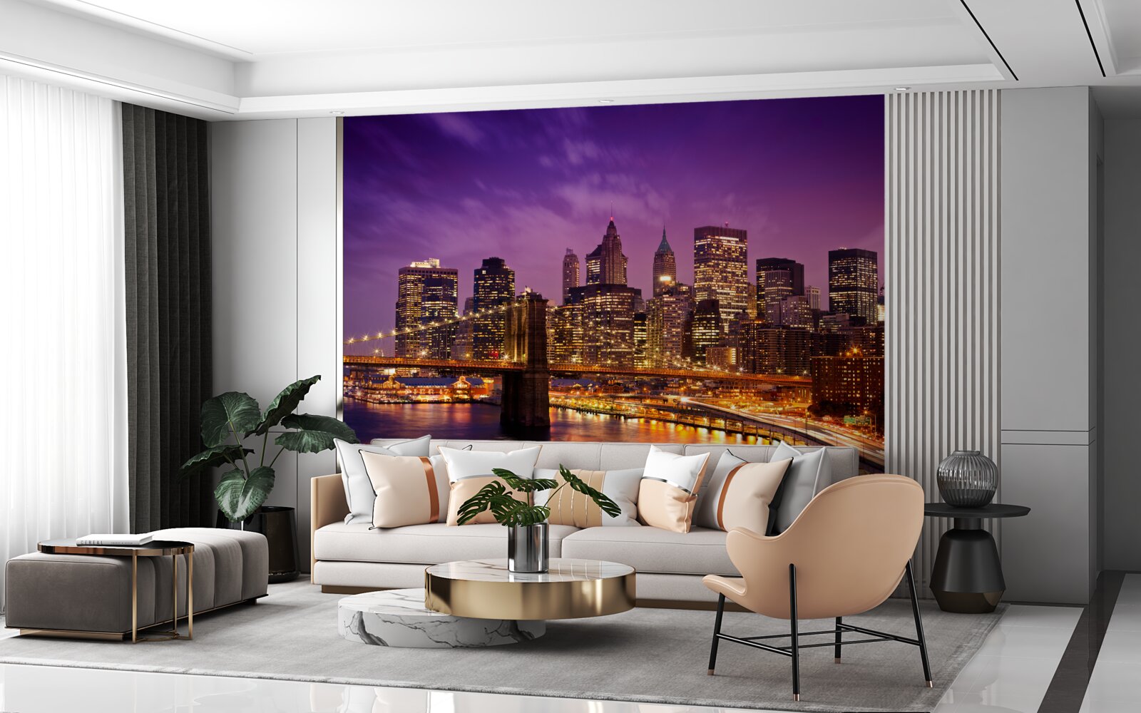 Fototapet podul brooklyn noaptea