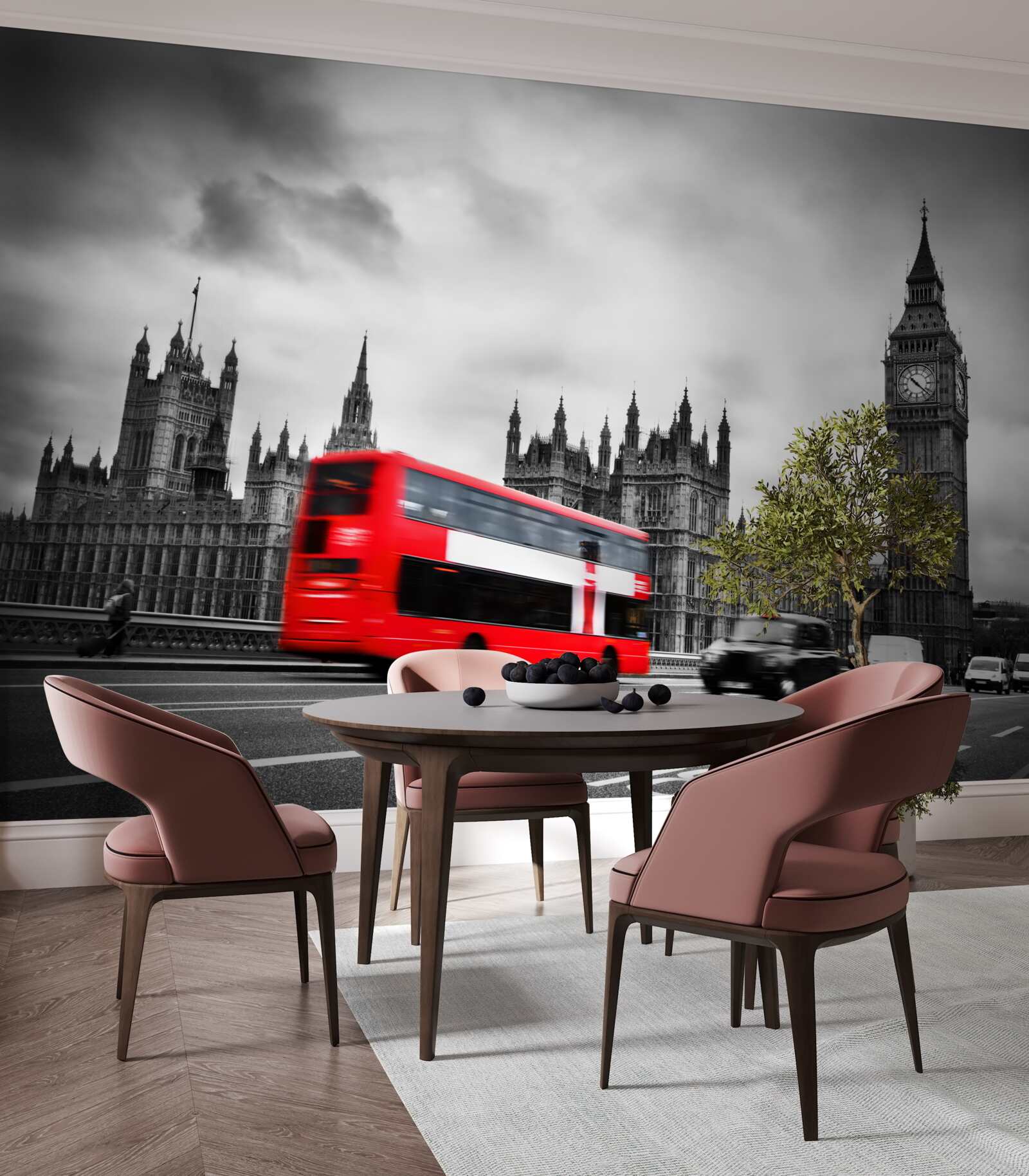 Fototapet autobuz londonez pe drum