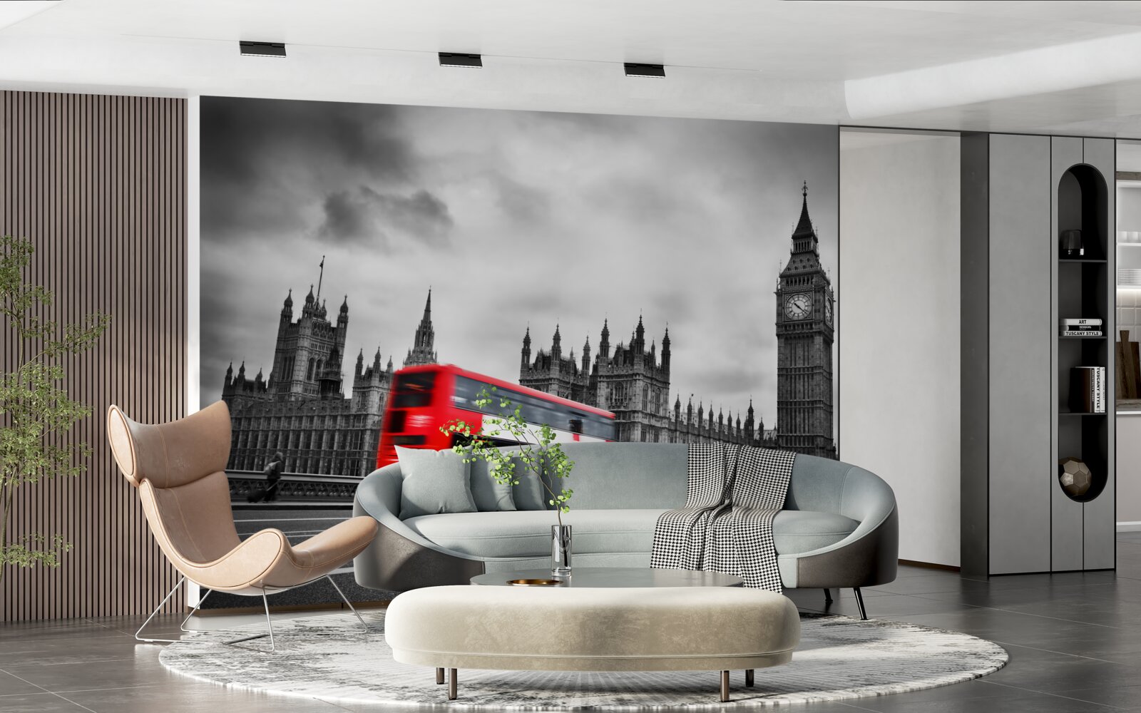 Fototapet autobuz londonez pe drum