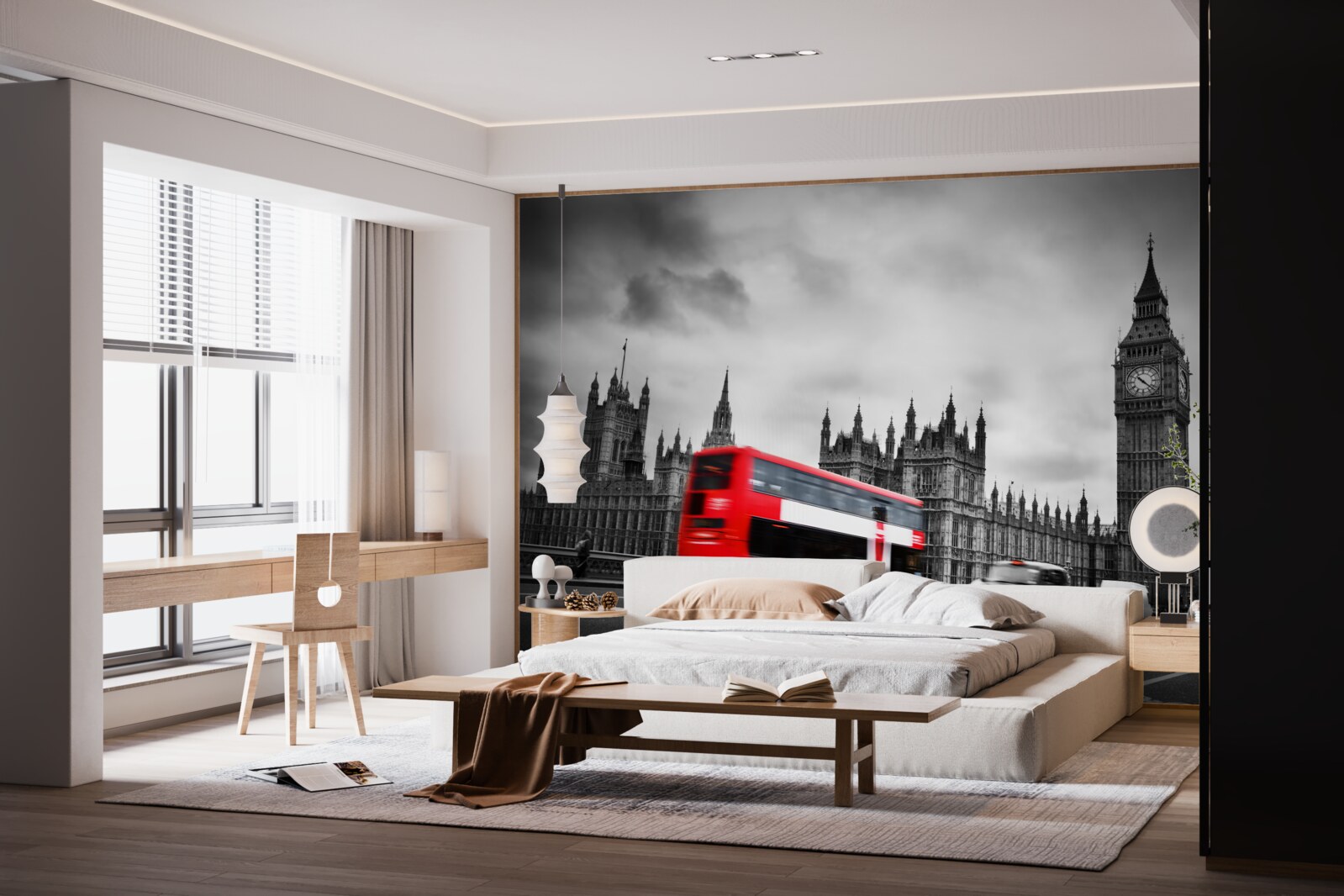 Fototapet autobuz londonez pe drum