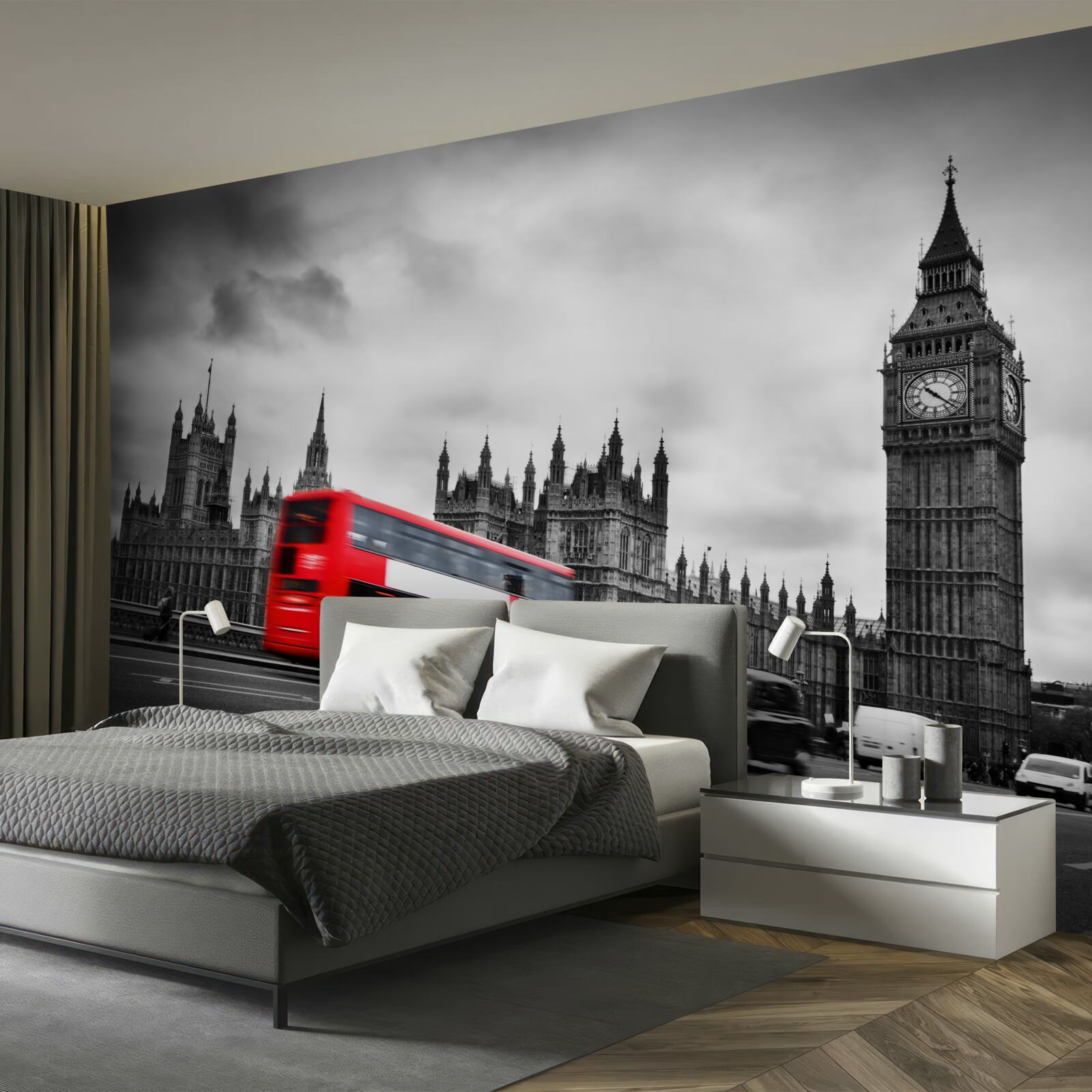 Fototapet autobuz londonez pe drum