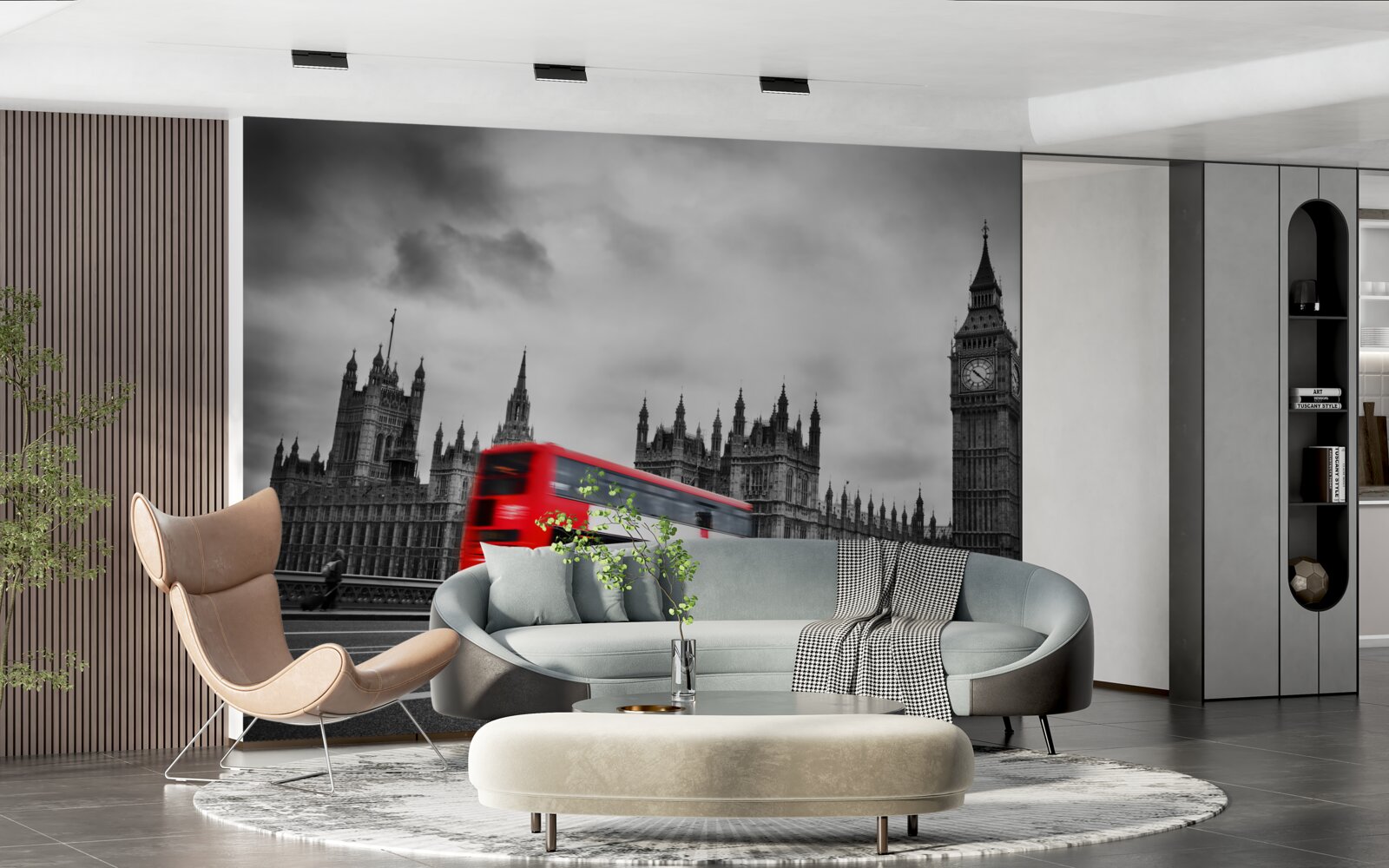 Fototapet autobuz londonez pe drum