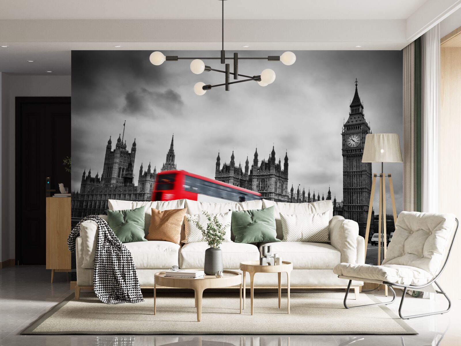 Fototapet autobuz londonez pe drum