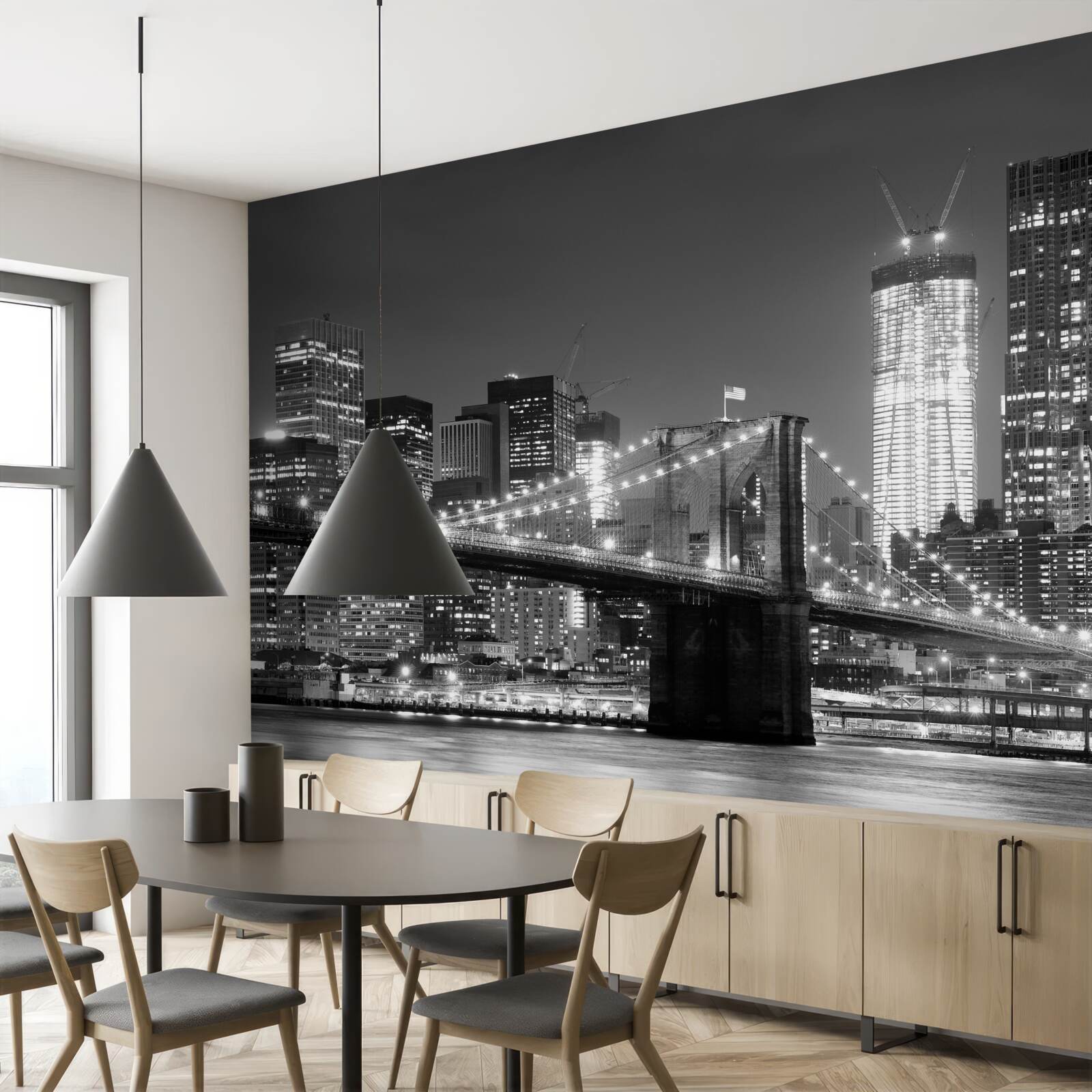 Fototapet podul brooklyn în alb și negru