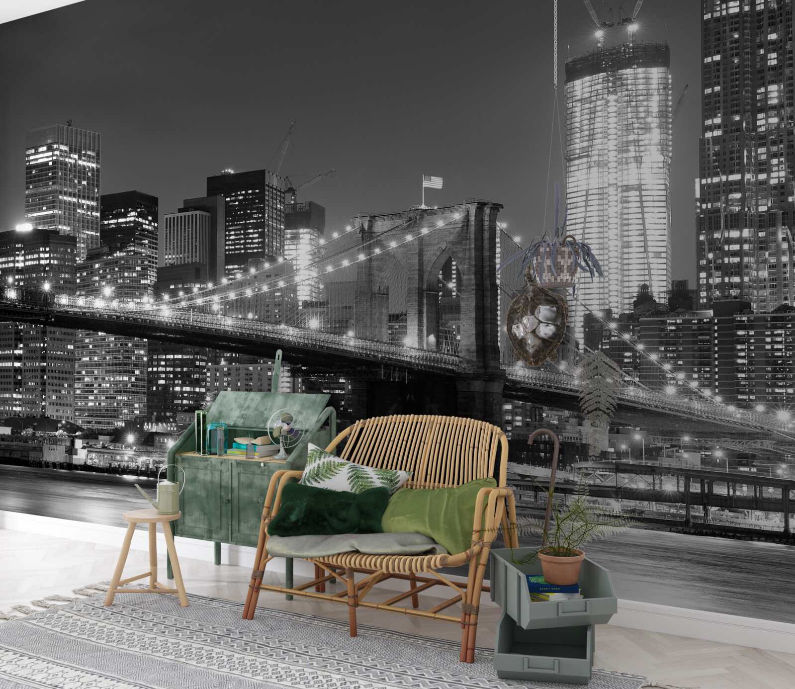 Fototapet podul brooklyn în alb și negru