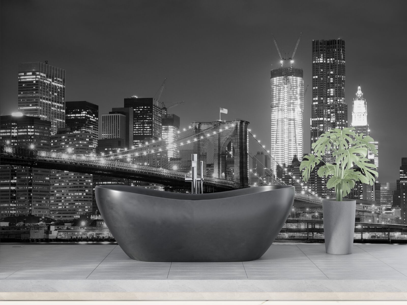 Fototapet podul brooklyn în alb și negru